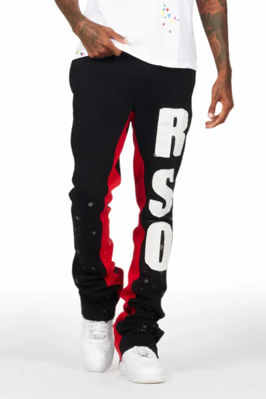 Uko Black Patchwork Stacked Flare Track Pant sold by Rockstar Original