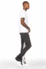 Uko Vintage Grey Patchwork Stacked Flare Track Pant sold by Rockstar Original
