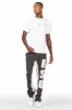Uko Vintage Grey Patchwork Stacked Flare Track Pant sold by Rockstar Original