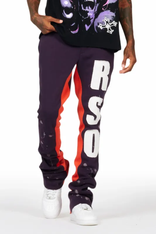Uko Purple Patchwork Stacked Flare Track Pant sold by Rockstar Original