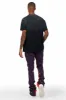 Uko Purple Patchwork Stacked Flare Track Pant sold by Rockstar Original