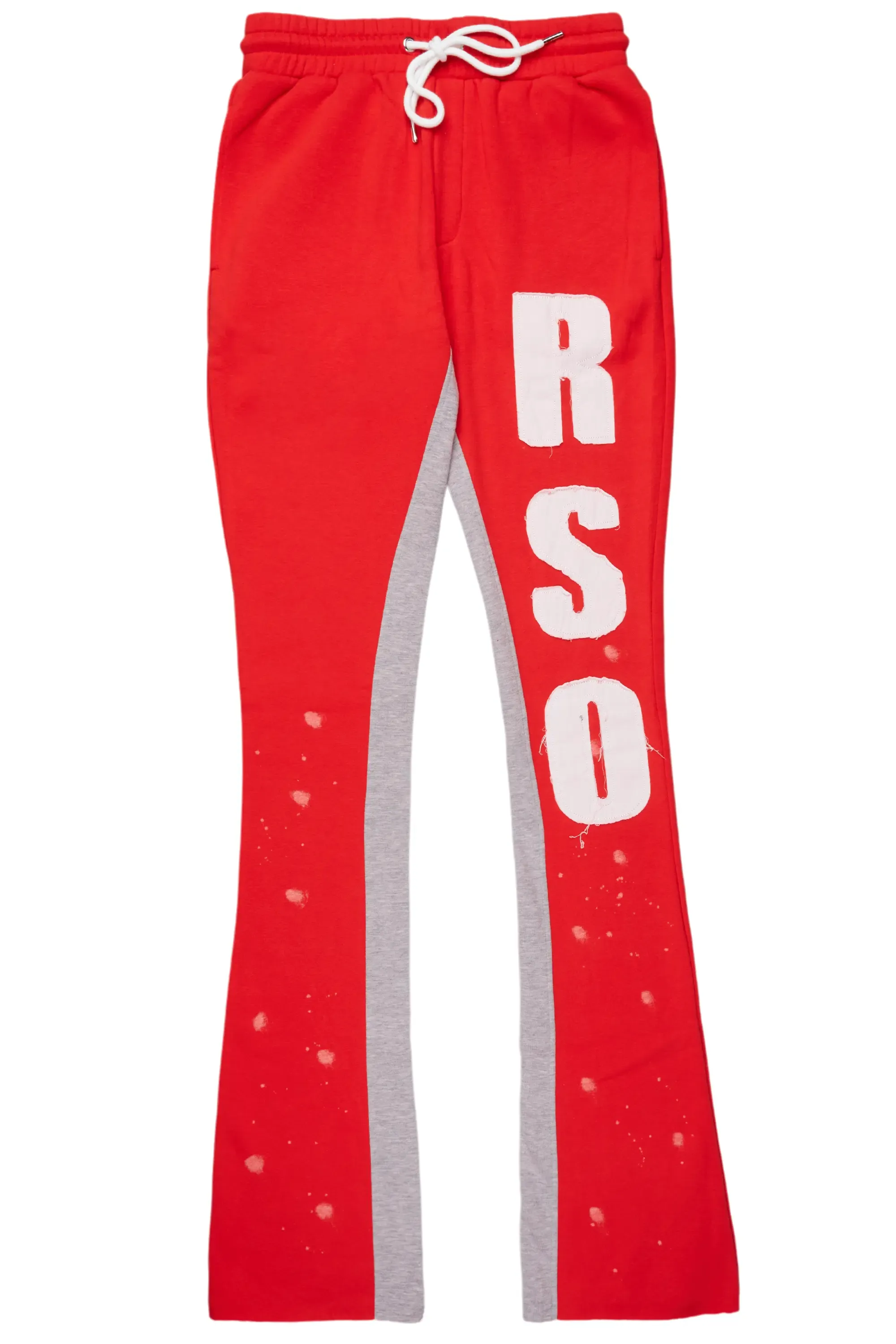 Uko Red Patchwork Stacked Flare Track Pant sold by Rockstar Original product image thumbnail 2
