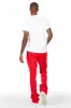 Uko Red Patchwork Stacked Flare Track Pant sold by Rockstar Original