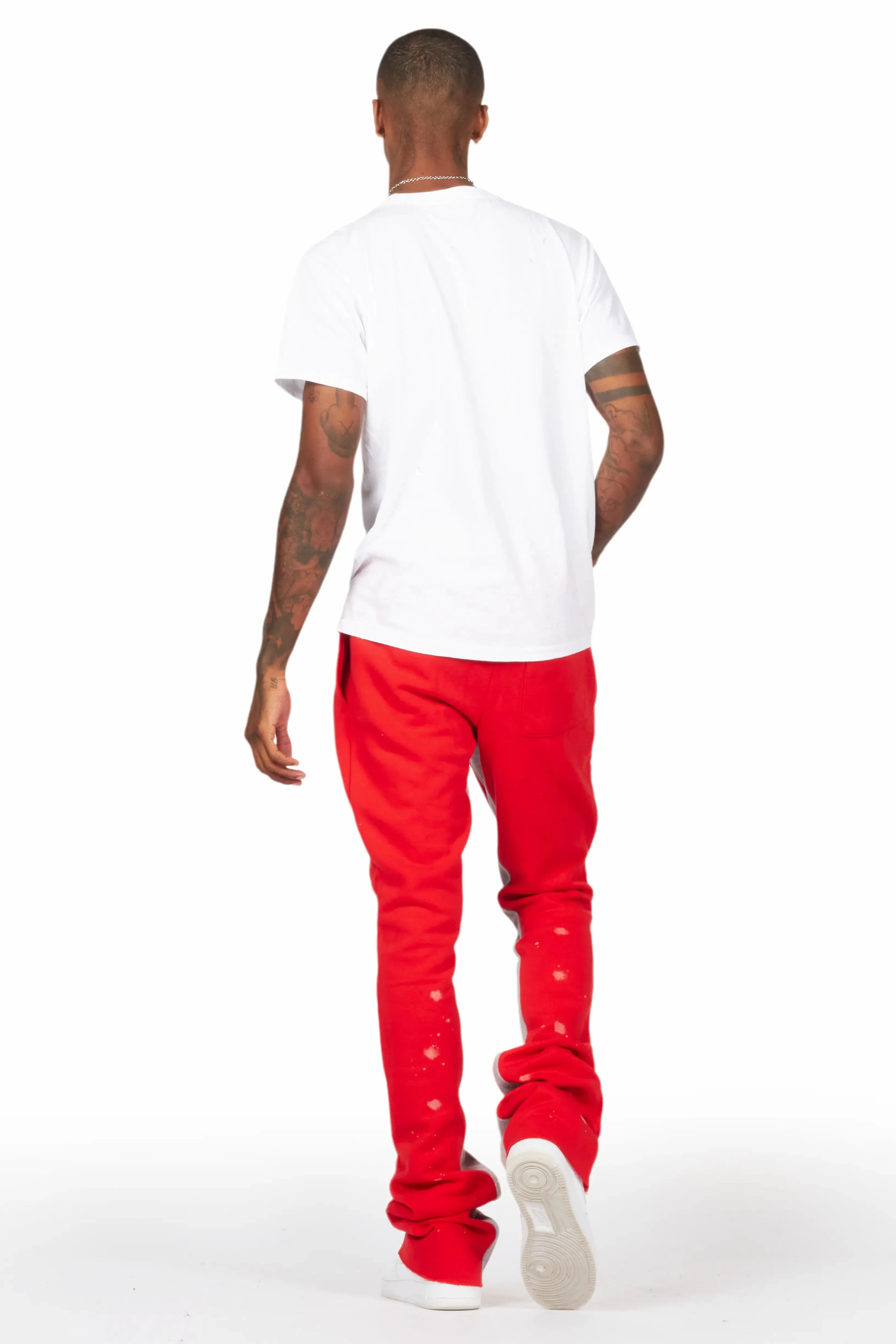 Uko Red Patchwork Stacked Flare Track Pant sold by Rockstar Original product image thumbnail 5