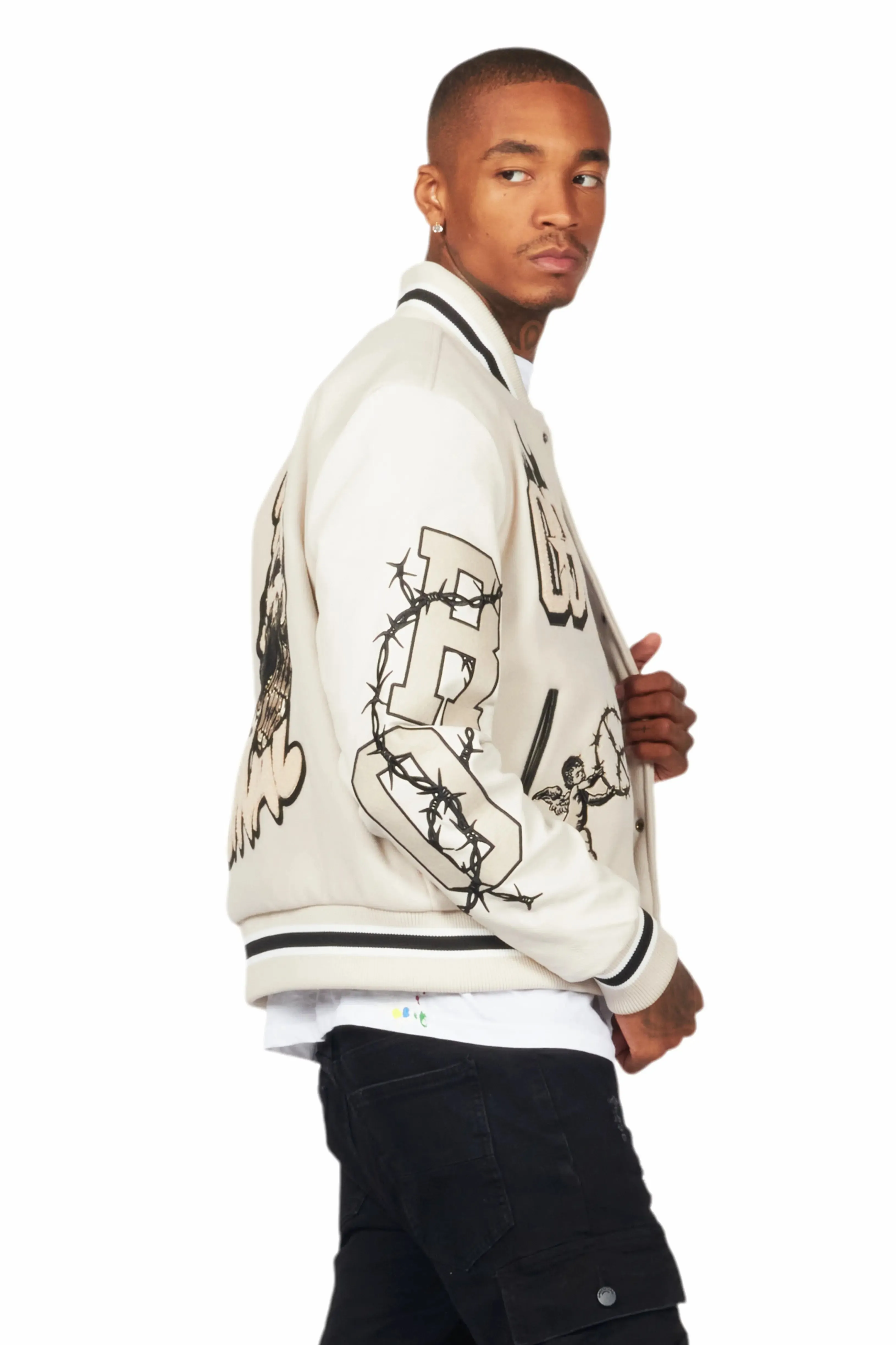 Rune Beige Varsity Jacket sold by Rockstar Original product image thumbnail 5