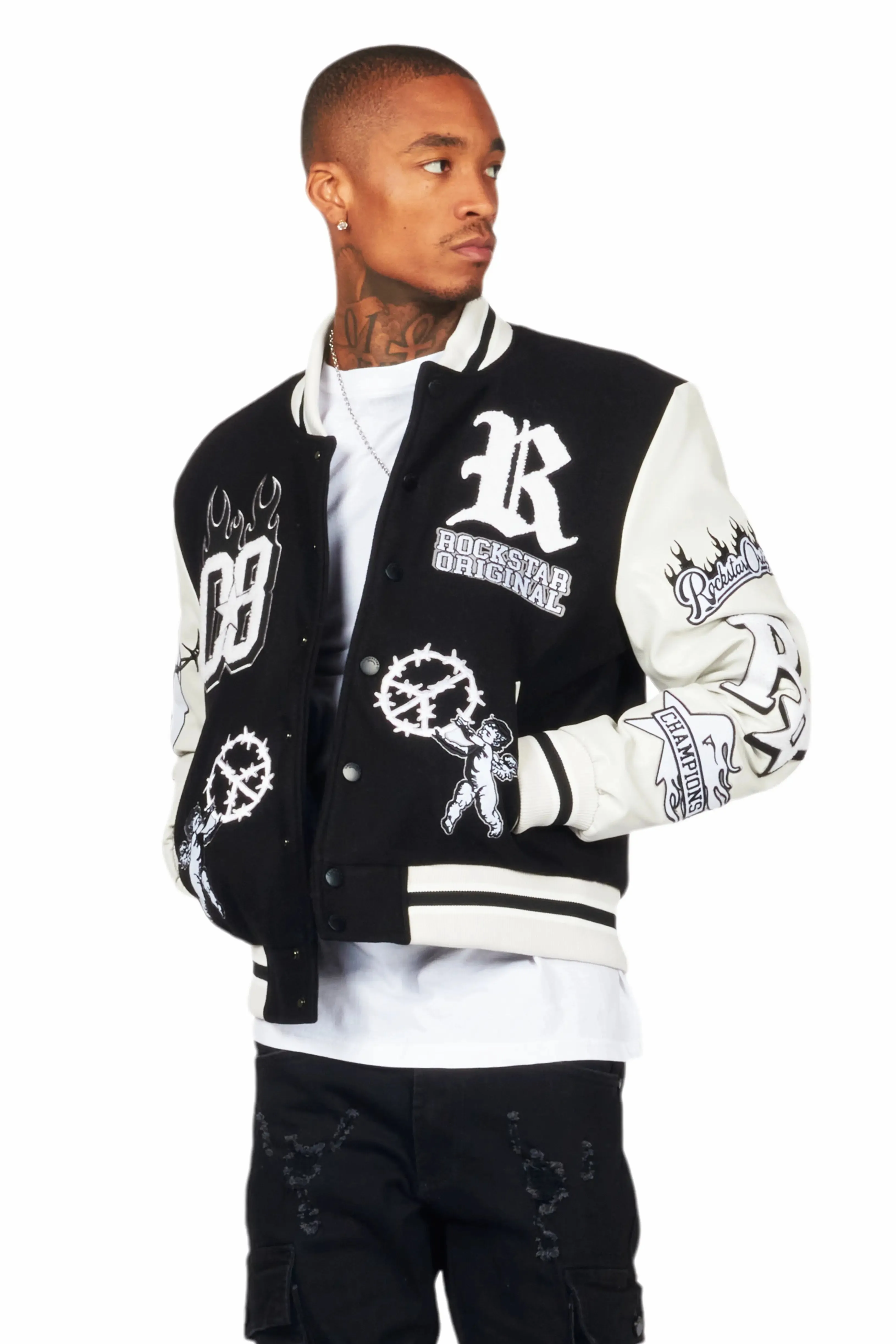 Rune Black Varsity Jacket sold by Rockstar Original product image thumbnail 3