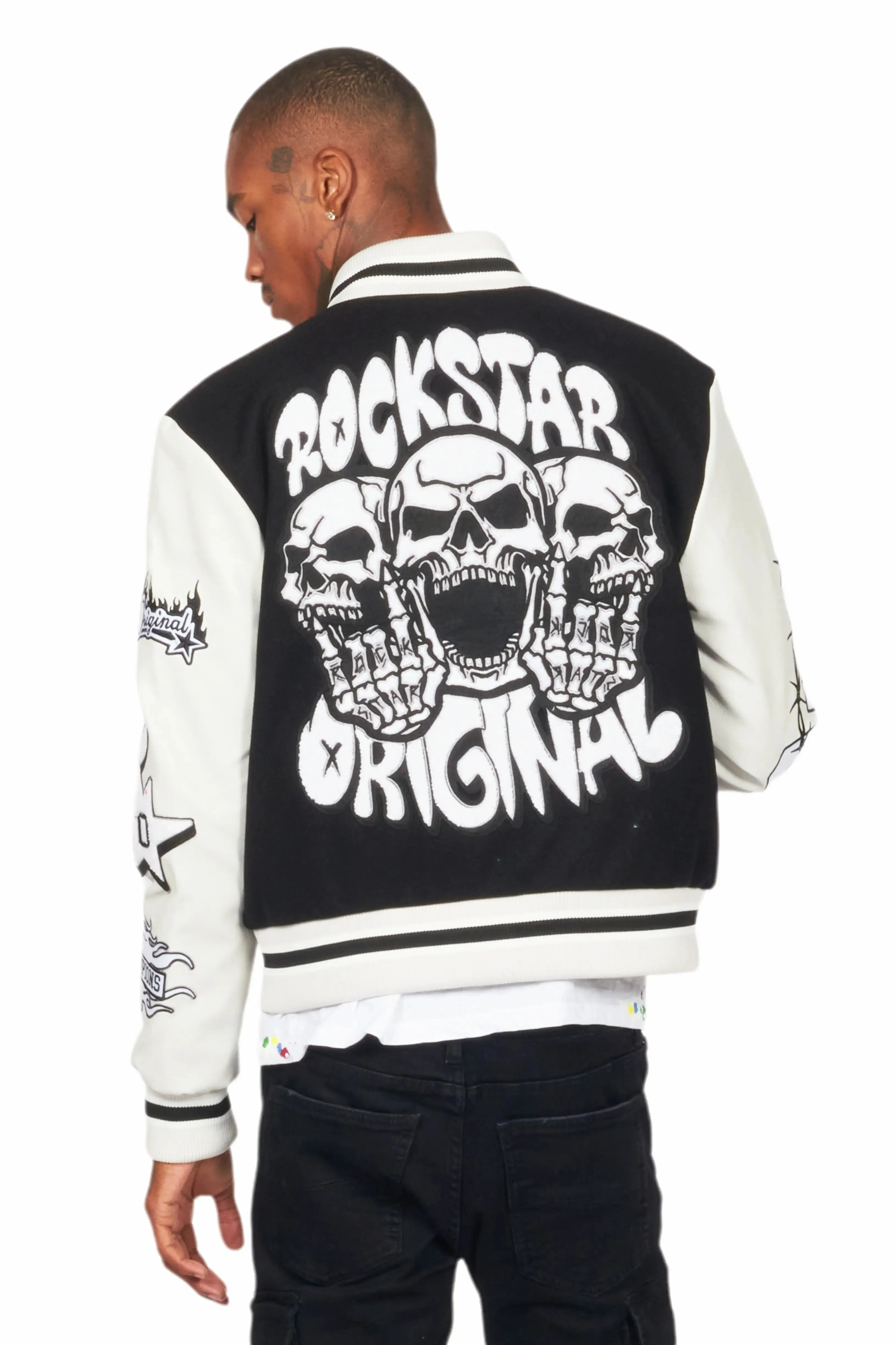 Rune Black Varsity Jacket sold by Rockstar Original product image thumbnail 4