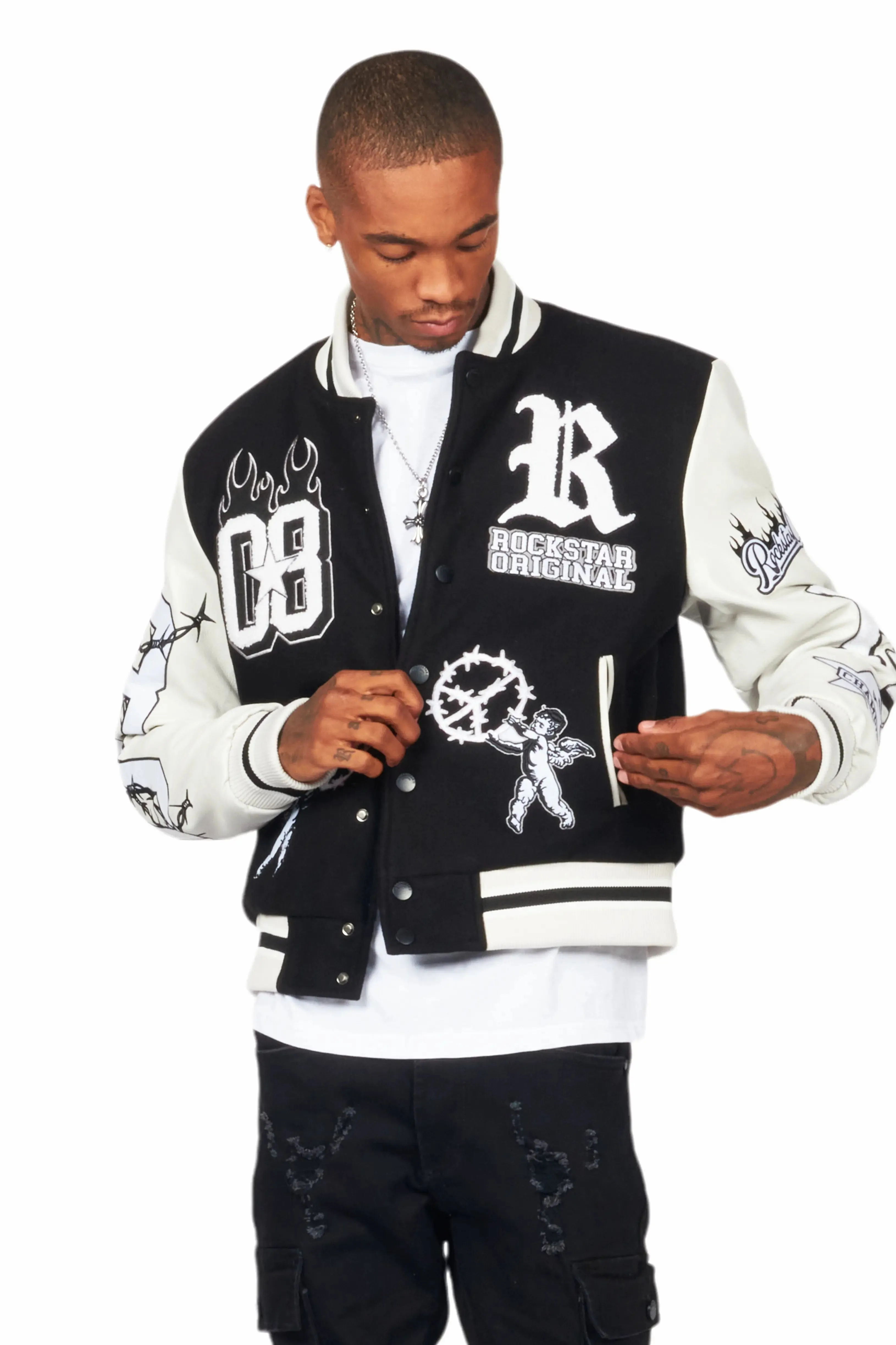 Rune Black Varsity Jacket sold by Rockstar Original product image thumbnail 5