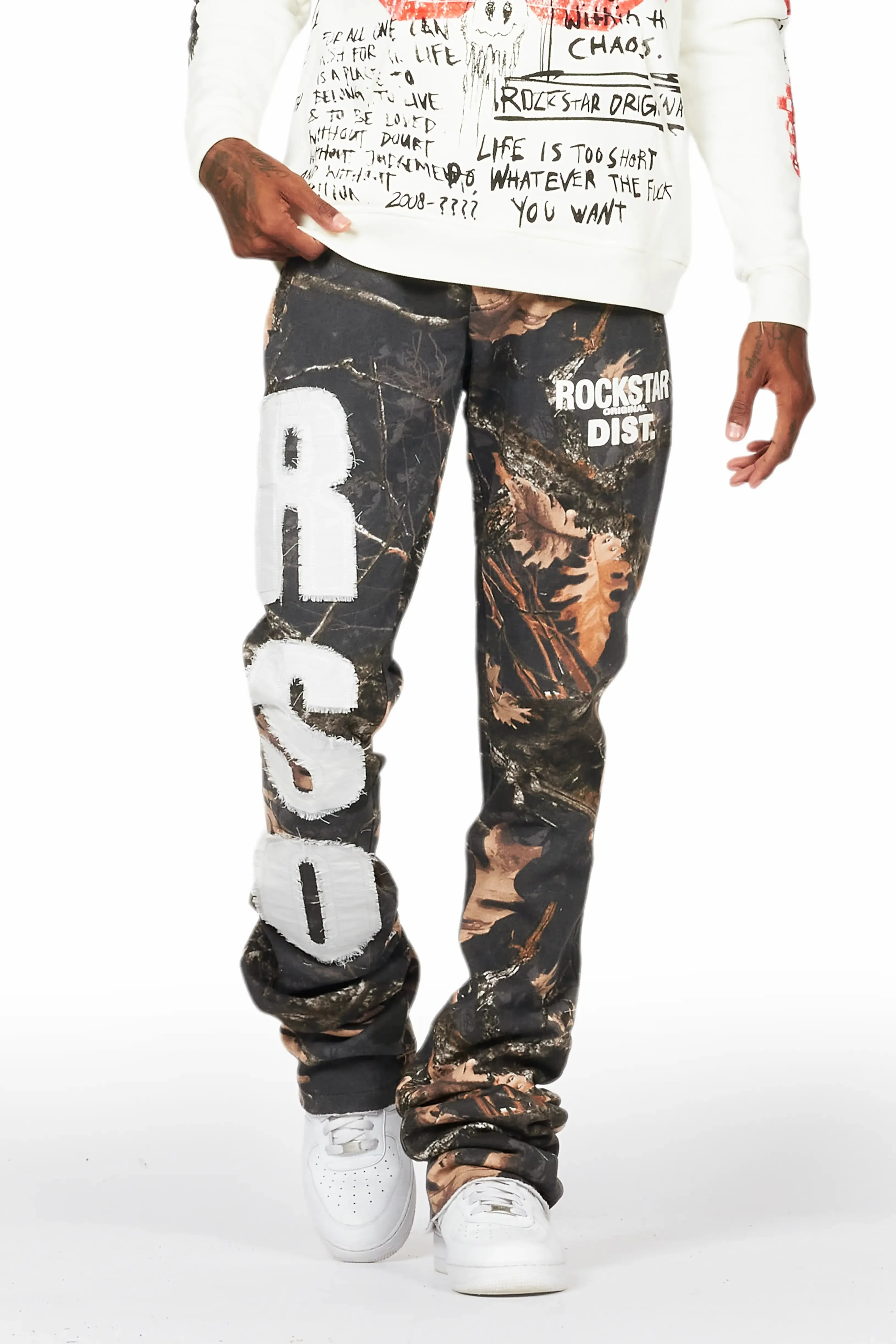 Bansi Black Tree Camo Super Stacked Trackpant sold by Rockstar Original