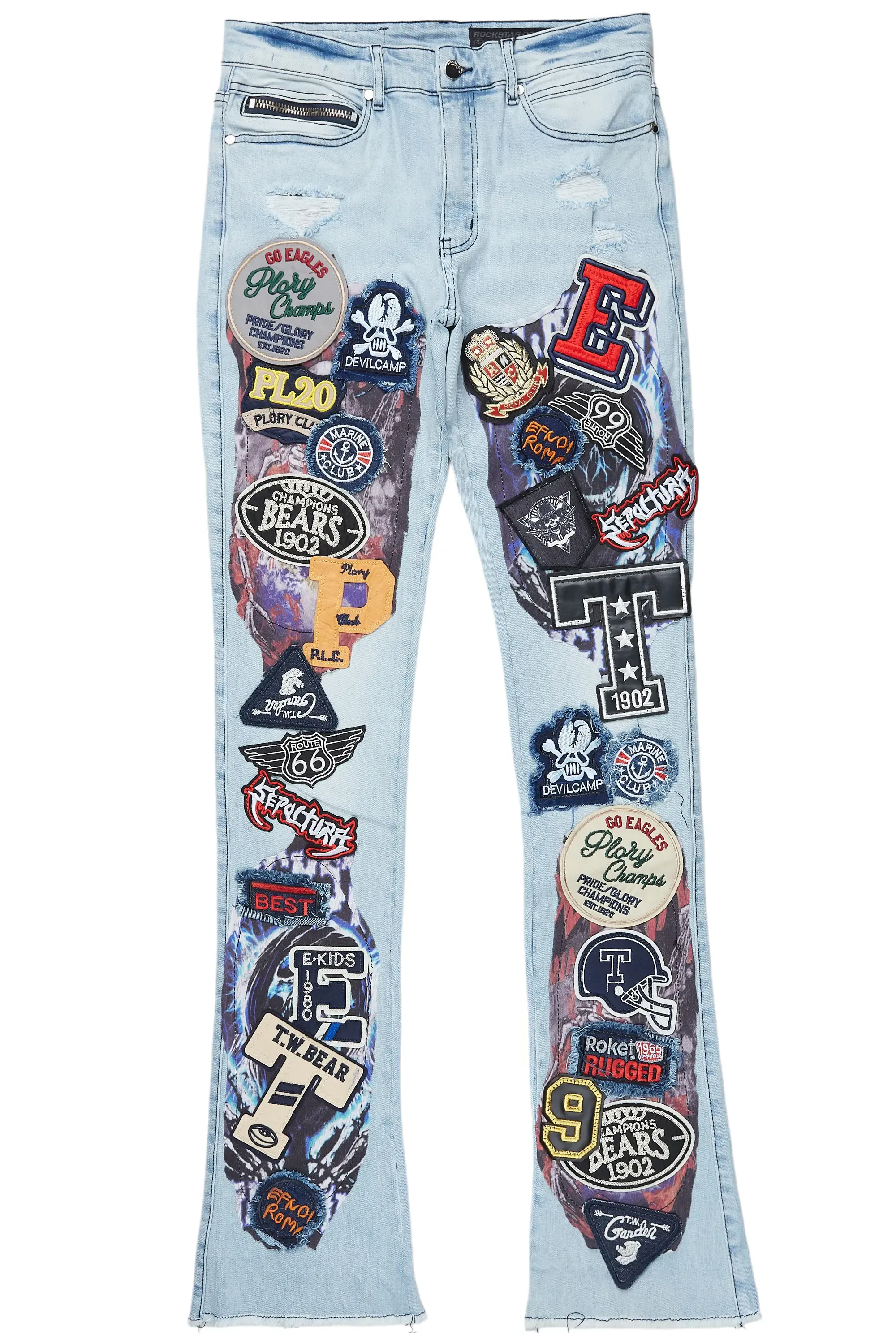 Espen Blue Stacked Flare Jean sold by Rockstar Original