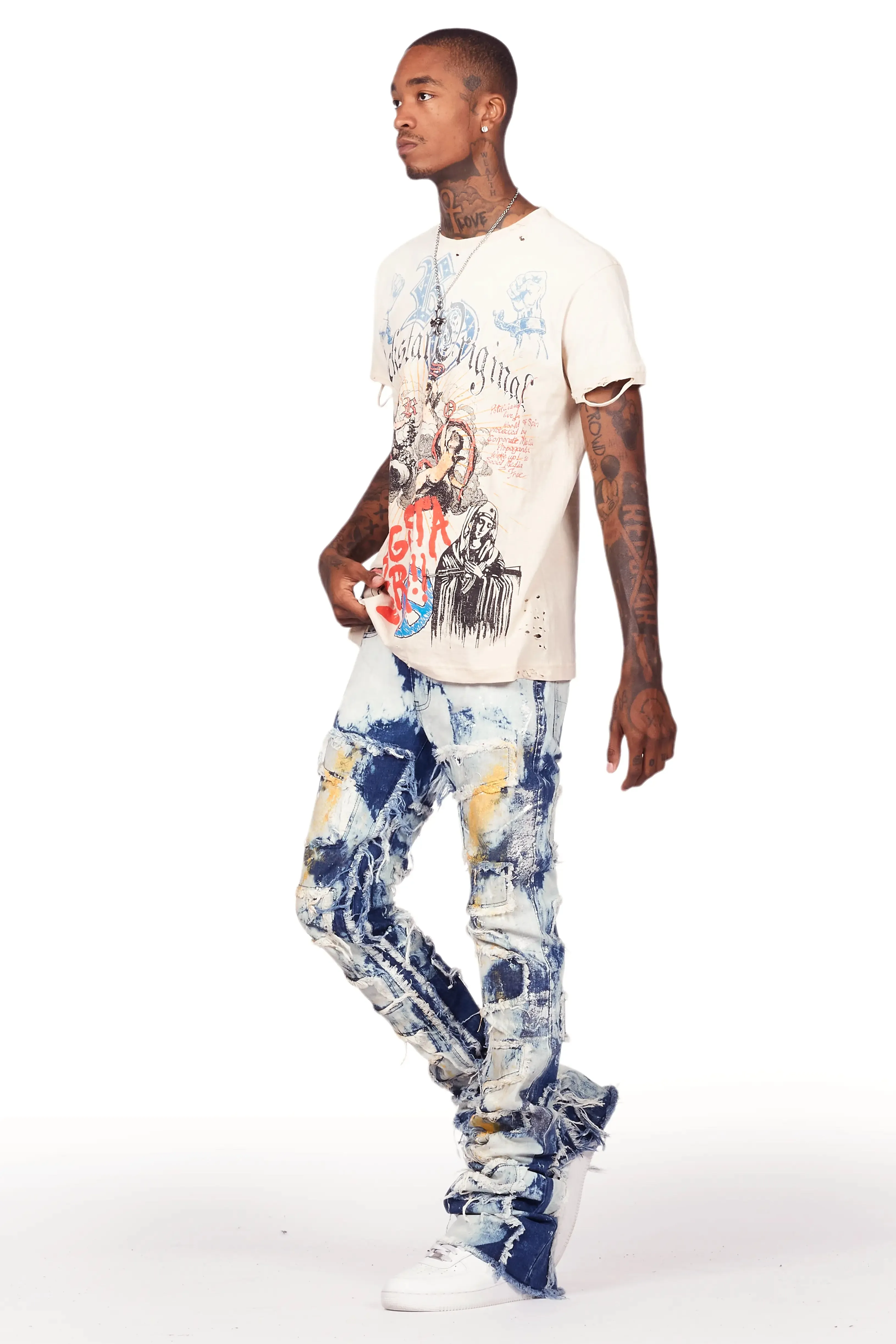 Hallia Blue Stacked Flare Jean sold by Rockstar Original product image thumbnail 5