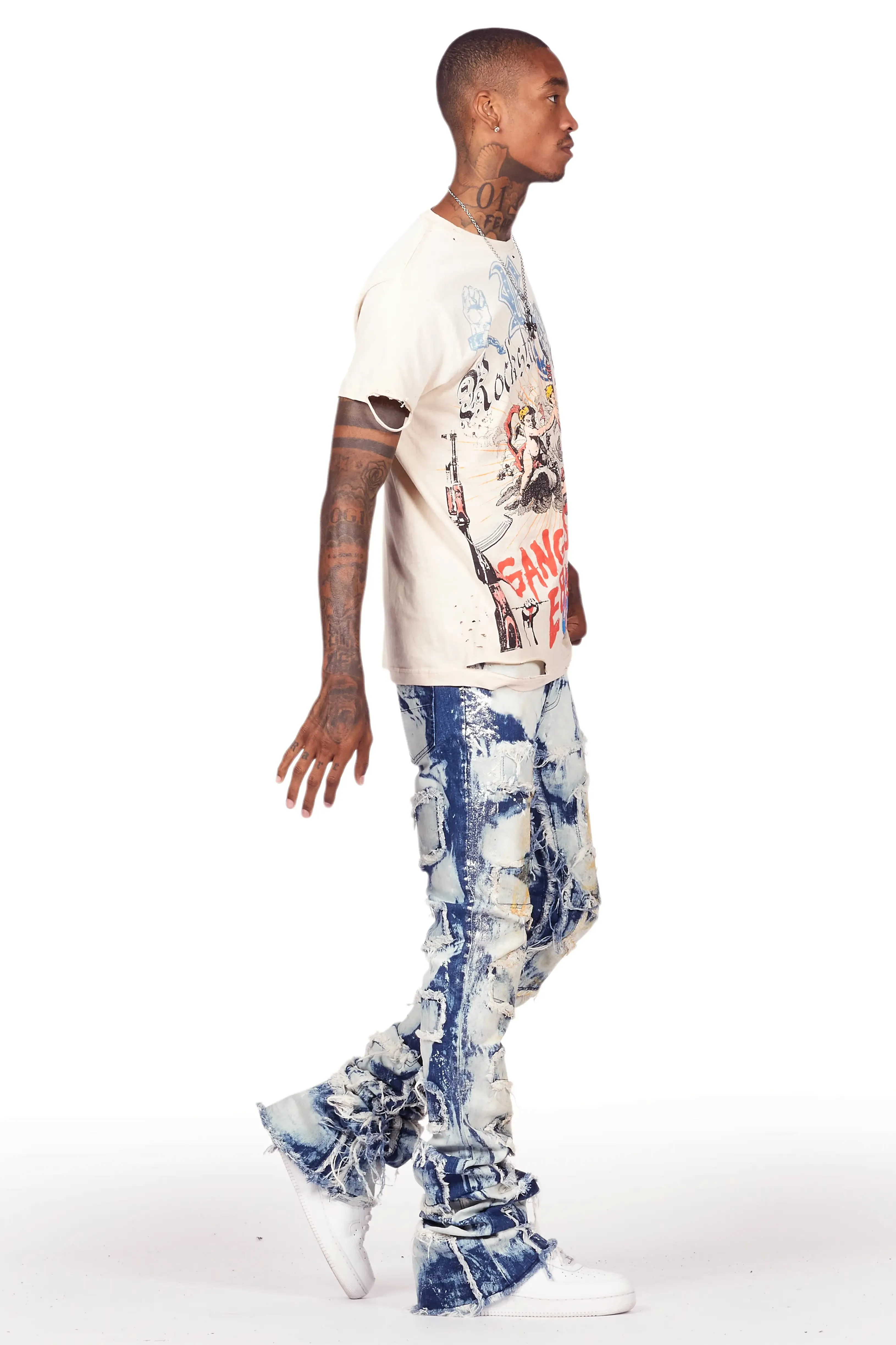 Hallia Blue Stacked Flare Jean sold by Rockstar Original product image thumbnail 3