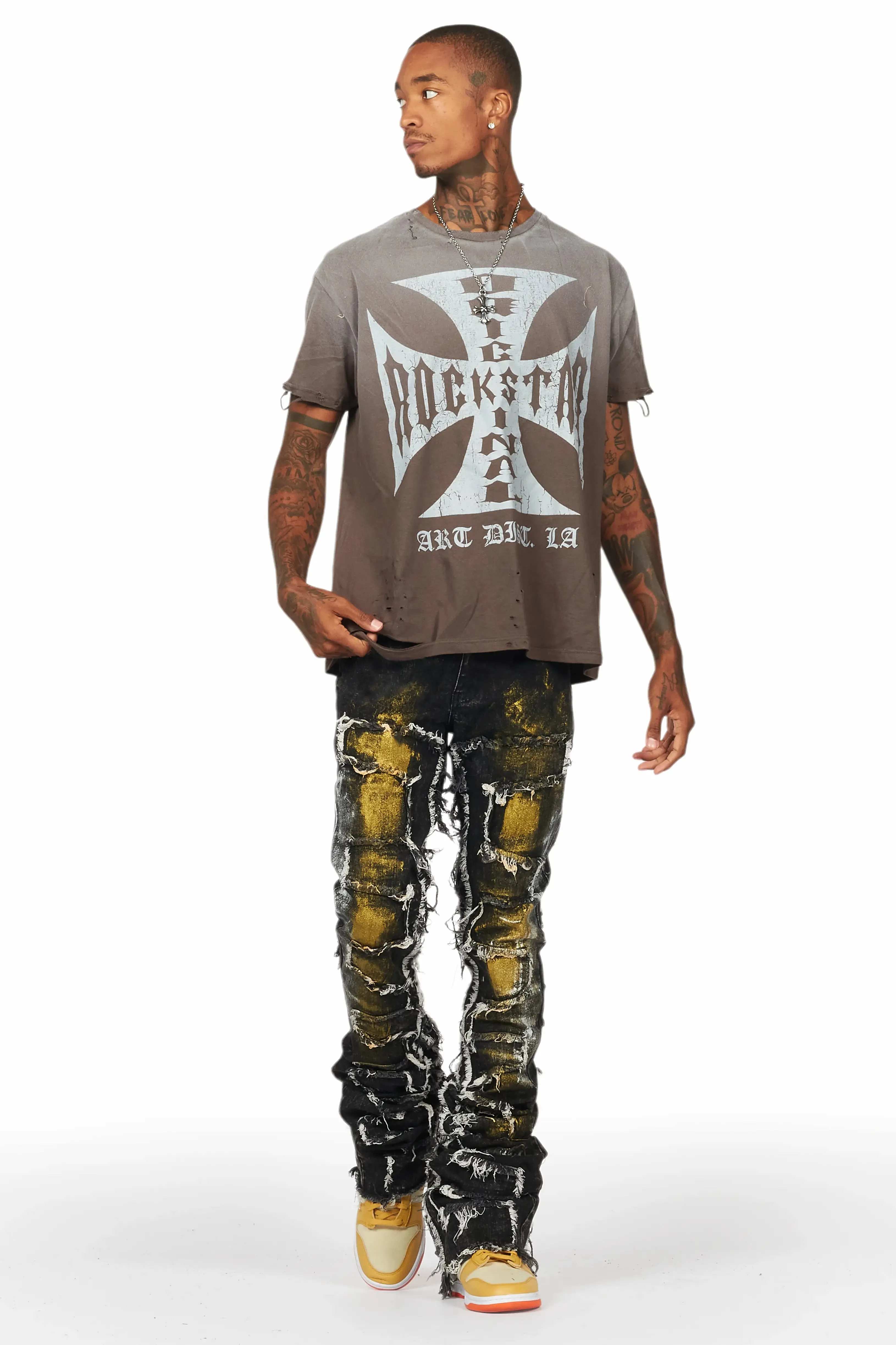 Hallia Dark Grey Stacked Flare Jean sold by Rockstar Original product image thumbnail 2