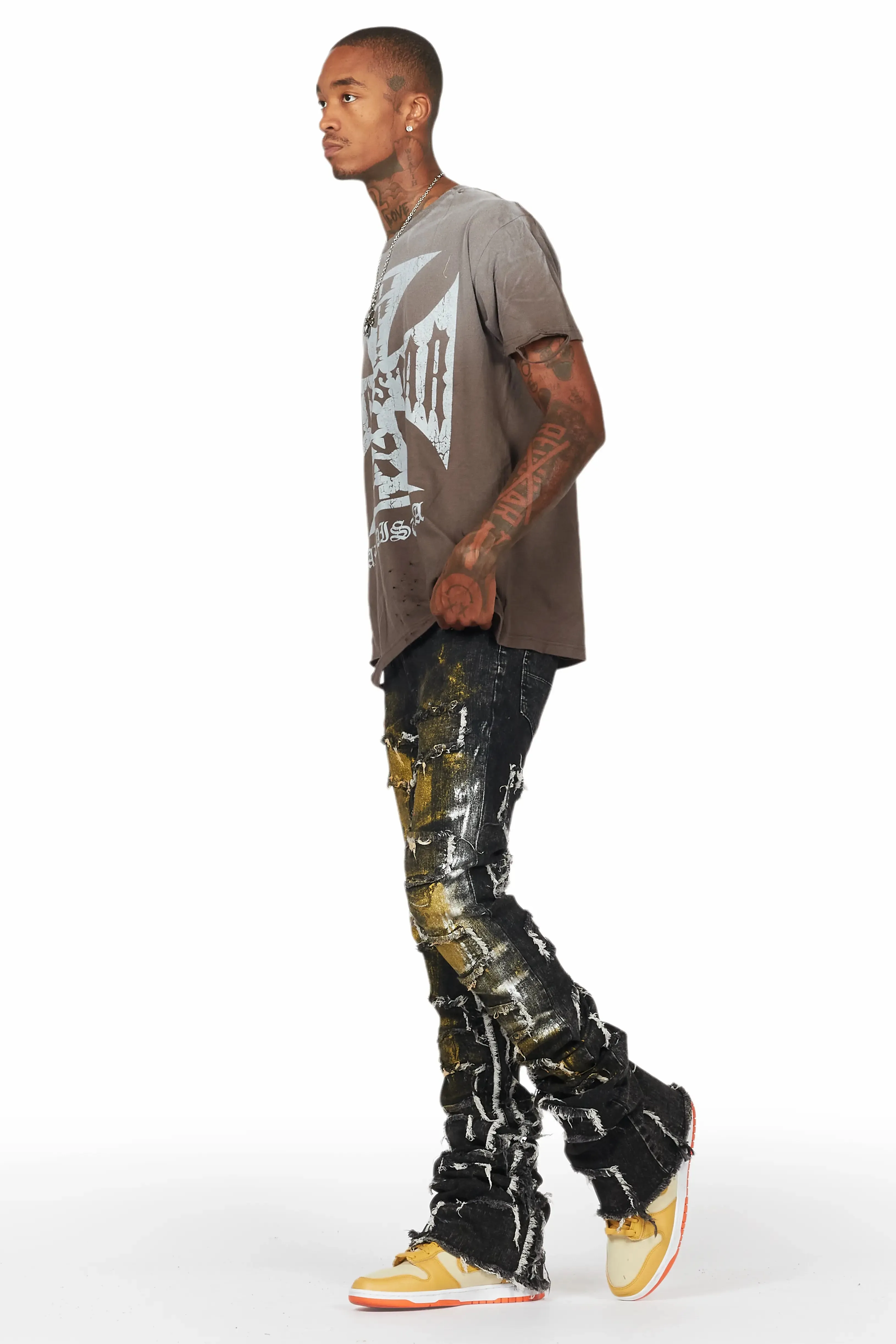 Hallia Dark Grey Stacked Flare Jean sold by Rockstar Original product image thumbnail 5