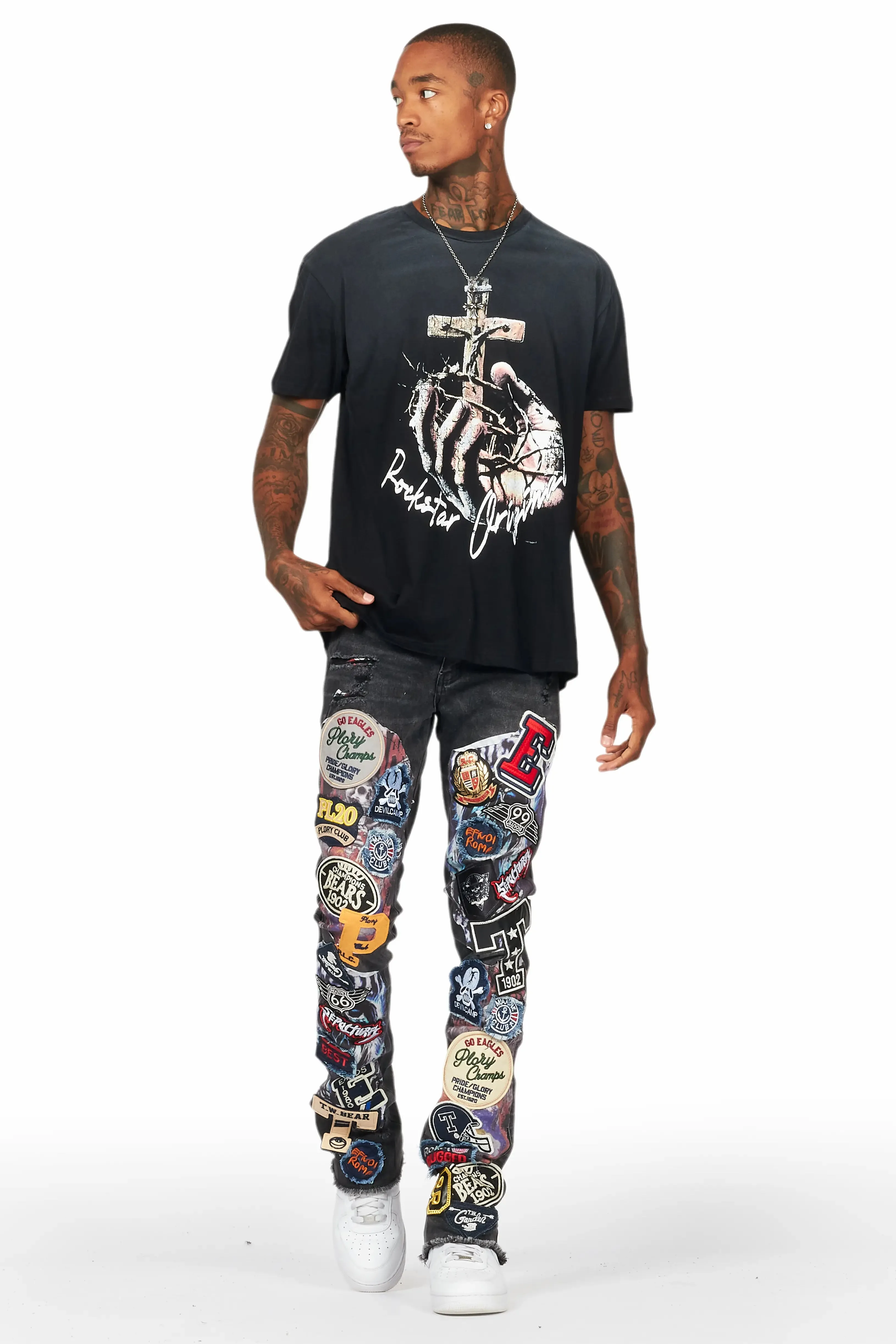 Espen Black Stacked Flare Jean sold by Rockstar Original product image thumbnail 2
