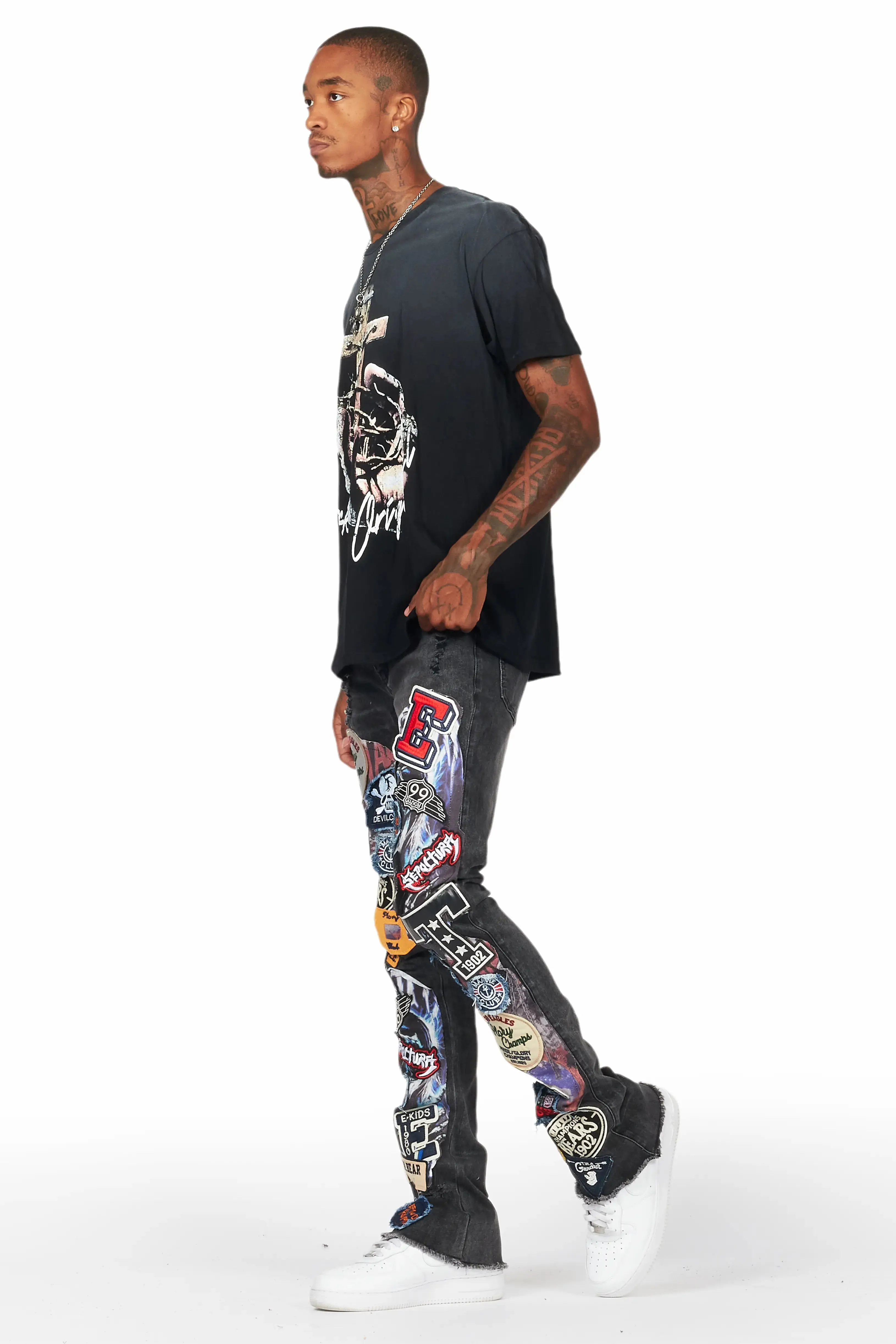 Espen Black Stacked Flare Jean sold by Rockstar Original product image thumbnail 5