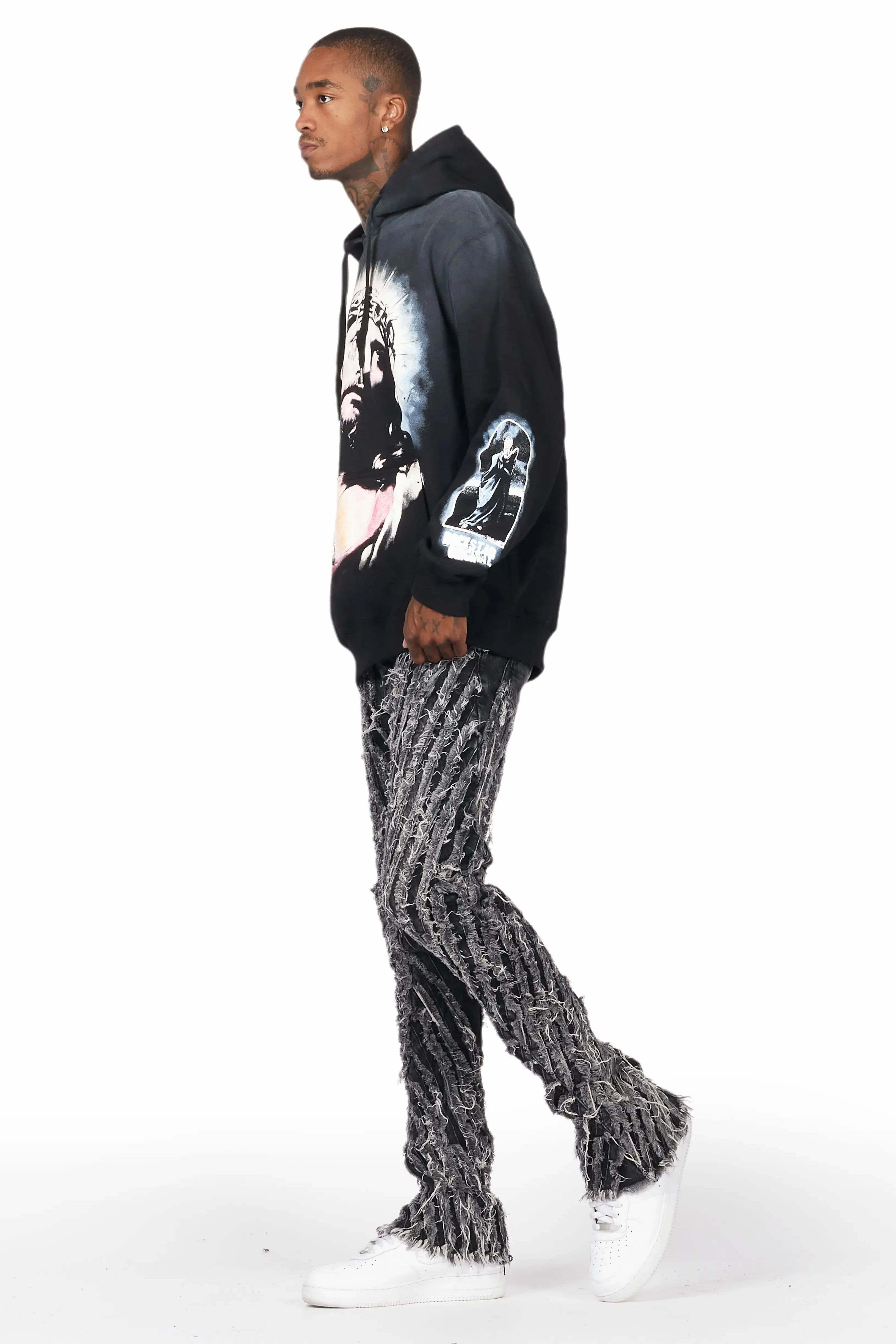 Figg Dark Grey Stacked Flare Jean sold by Rockstar Original product image thumbnail 5