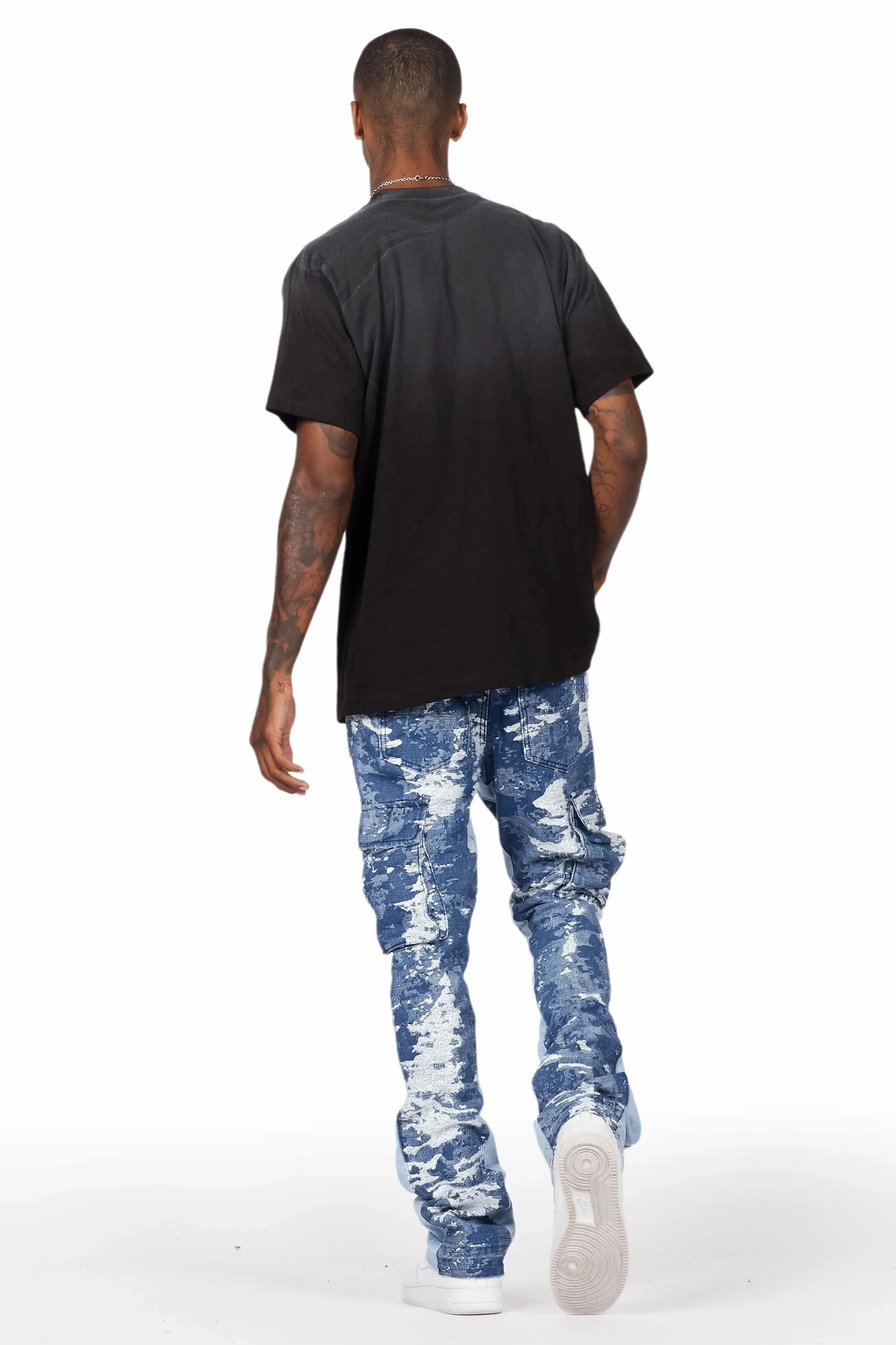 Bower Dark Blue Stacked Flare Jean sold by Rockstar Original product image thumbnail 4
