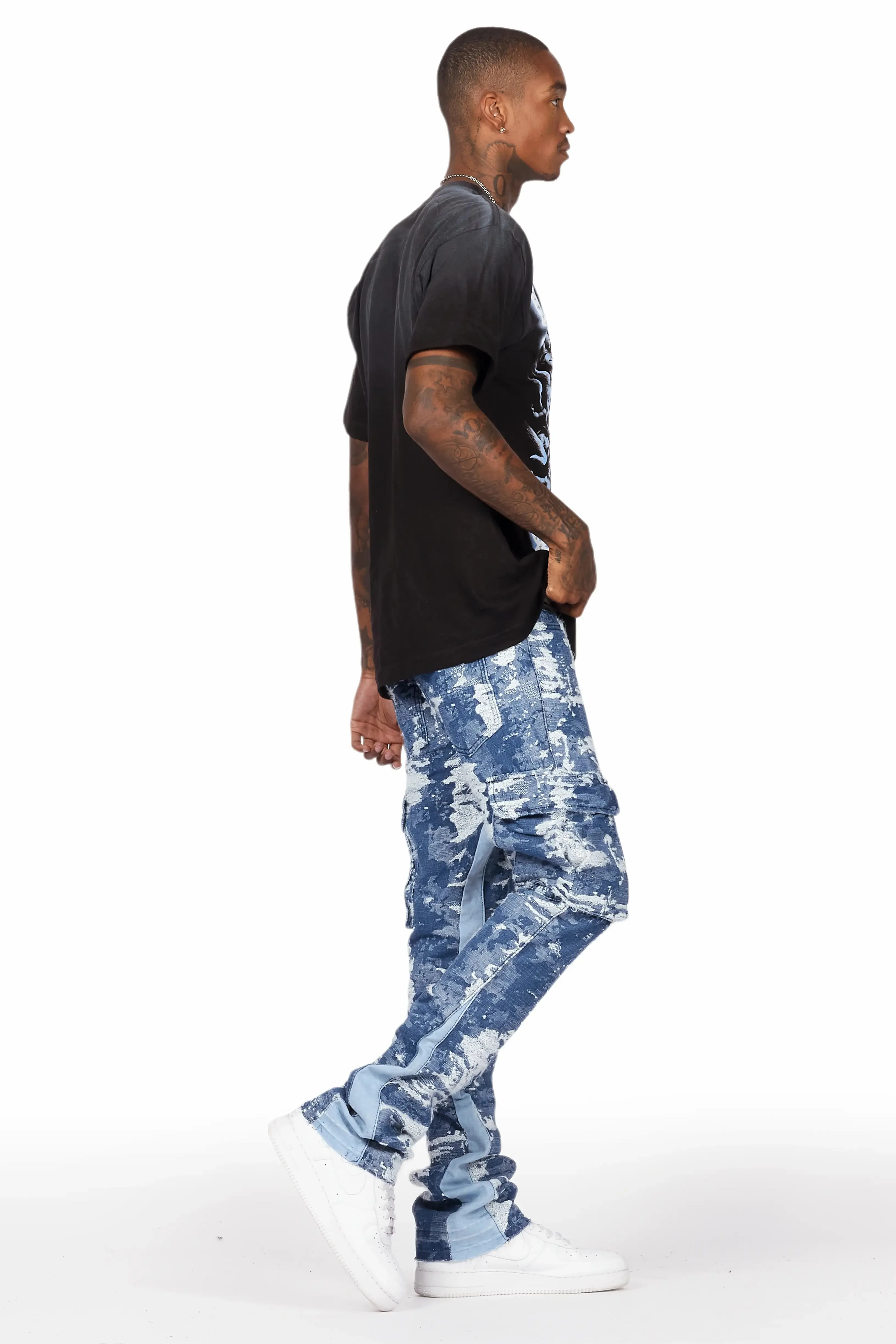 Bower Dark Blue Stacked Flare Jean sold by Rockstar Original product image thumbnail 3