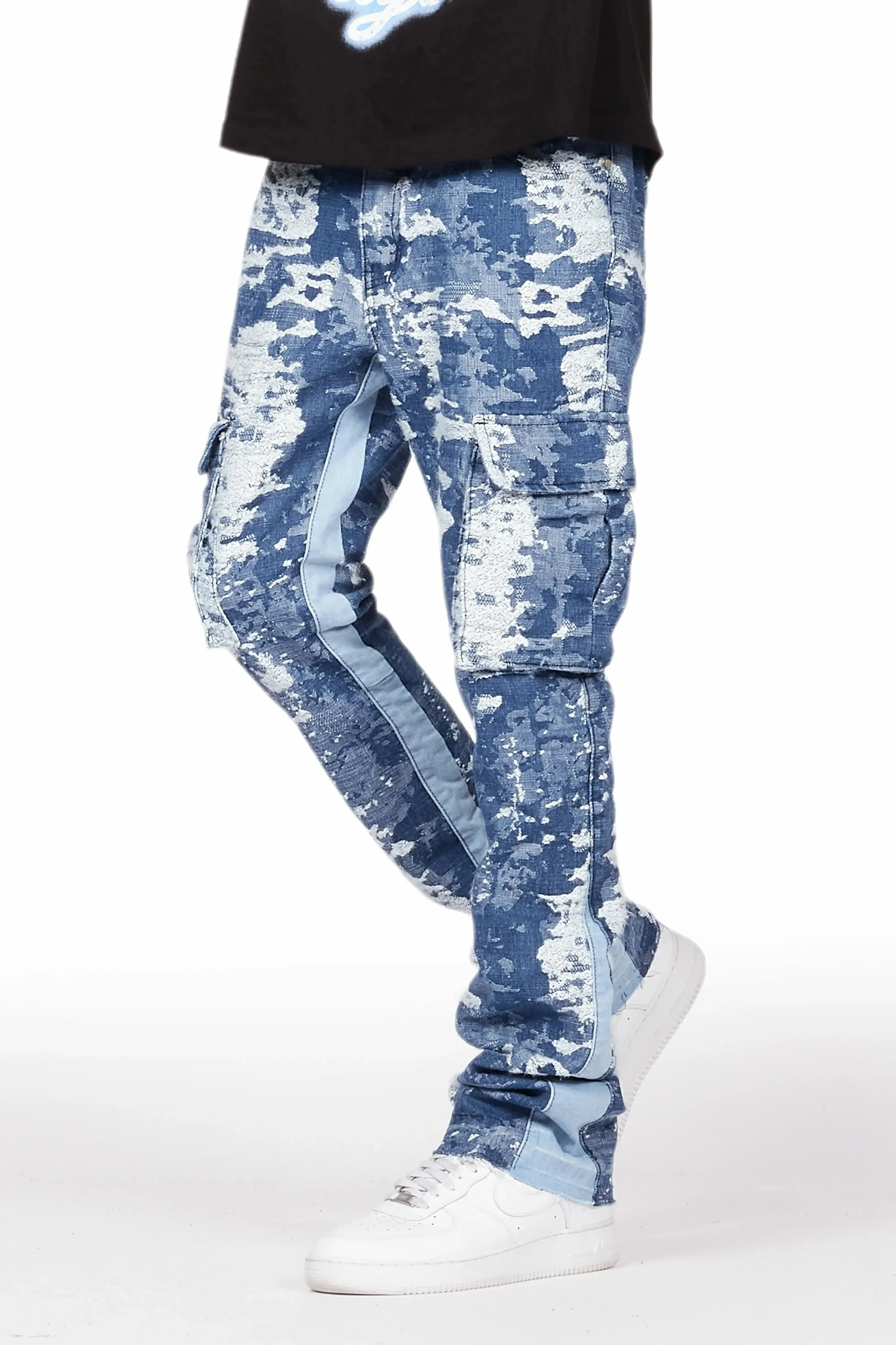 Bower Dark Blue Stacked Flare Jean sold by Rockstar Original