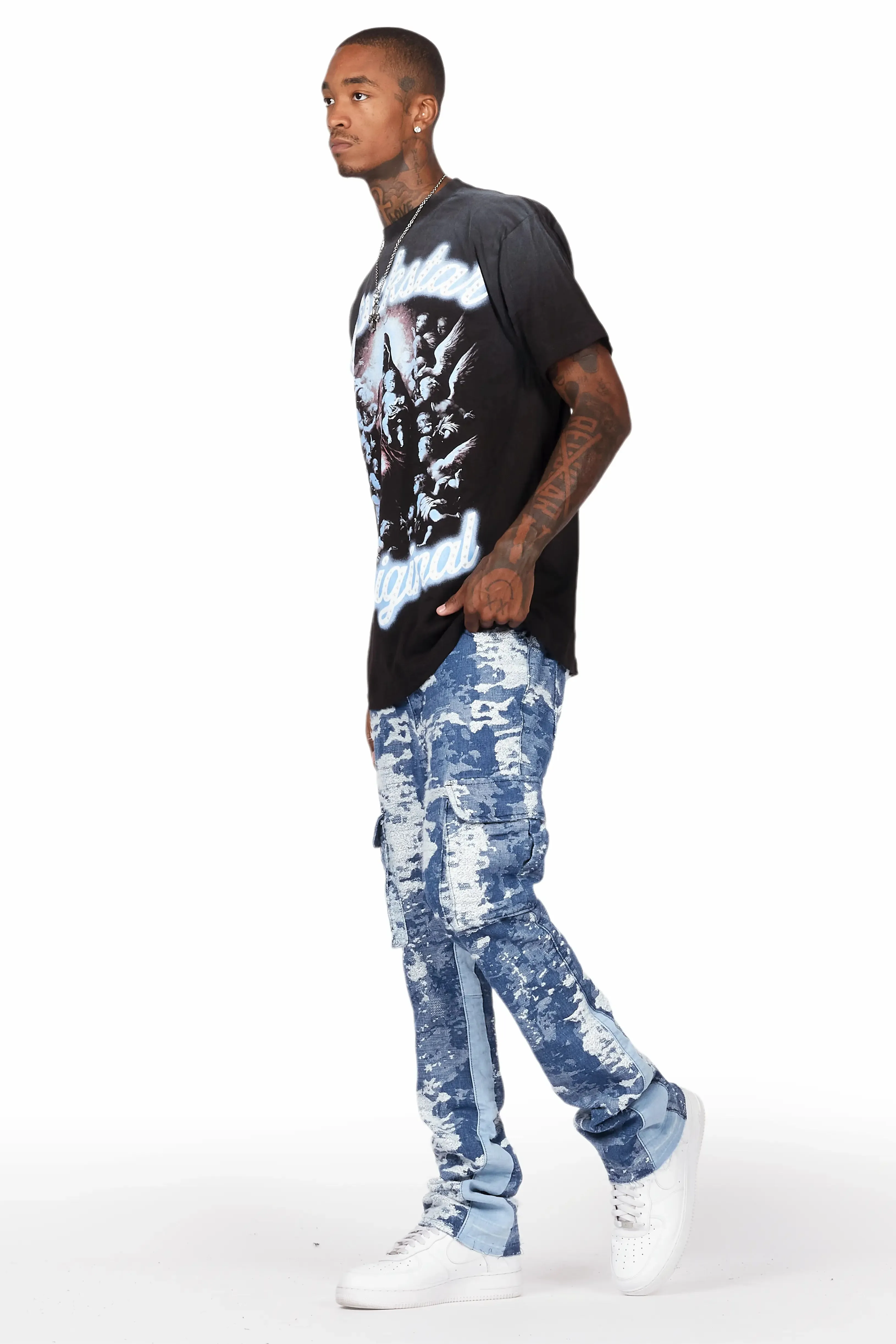 Bower Dark Blue Stacked Flare Jean sold by Rockstar Original product image thumbnail 5