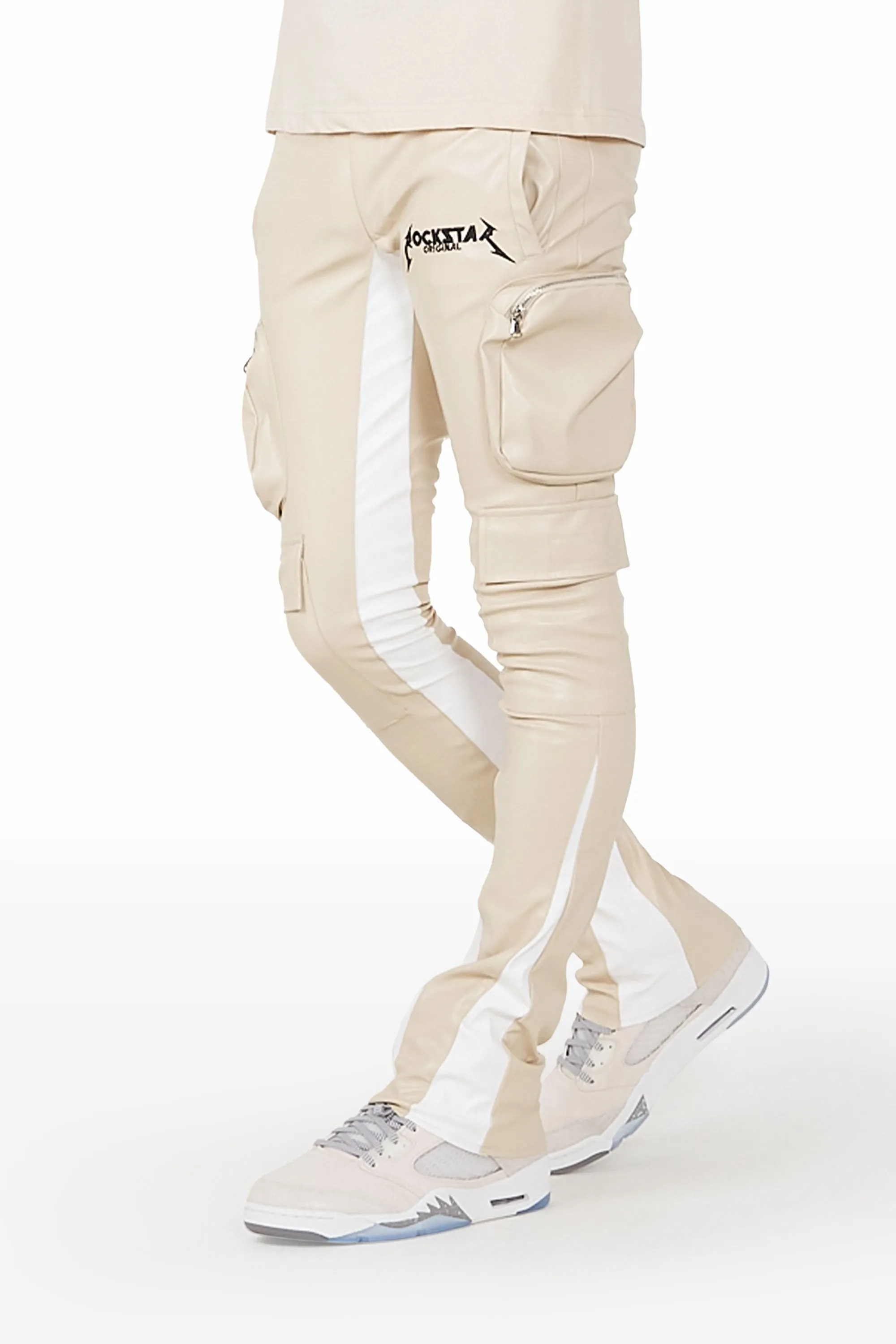 Lawson Beige/White Stacked Flare Pants sold by Rockstar Original