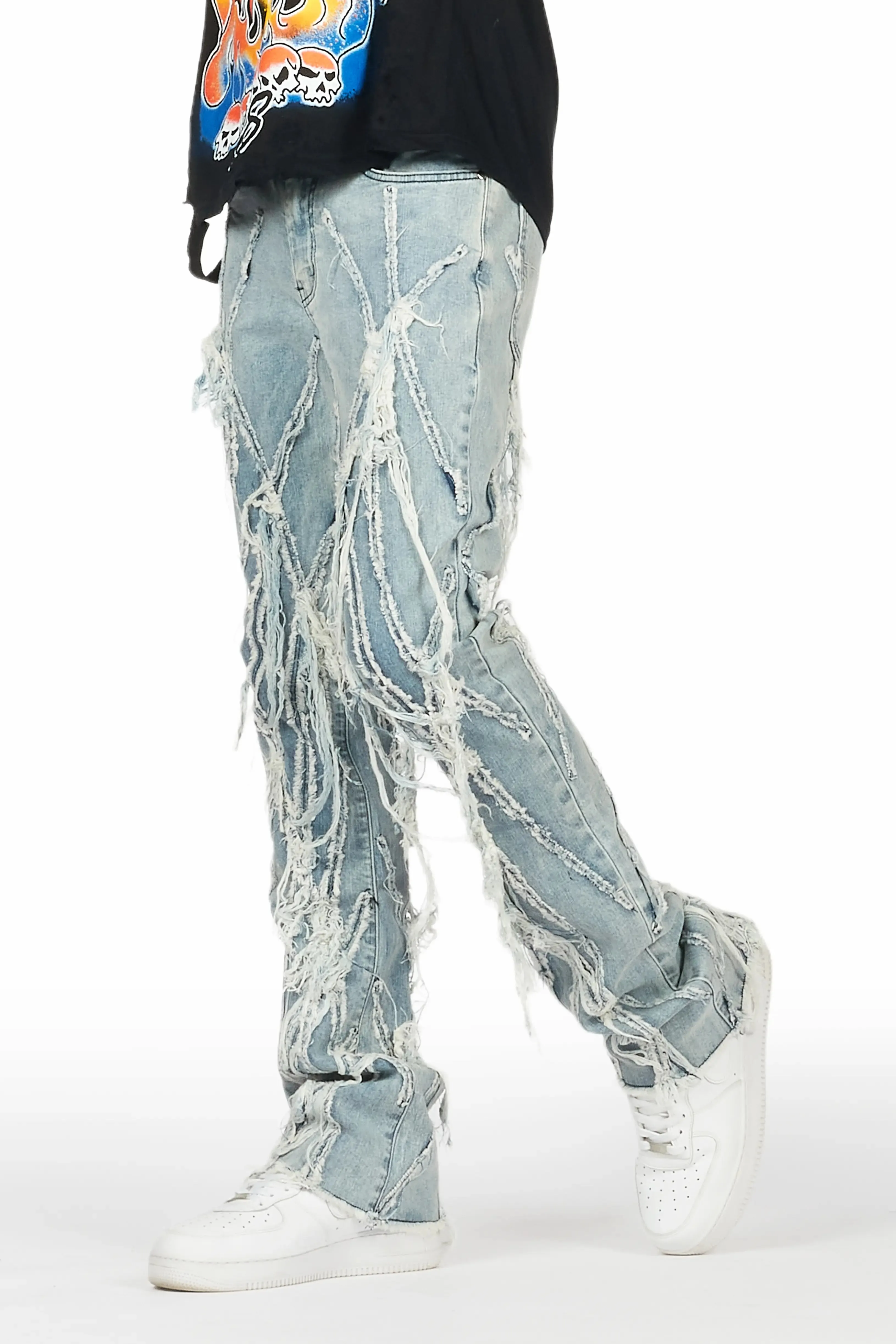 Gennaro Blue Stacked Flare Jean sold by Rockstar Original