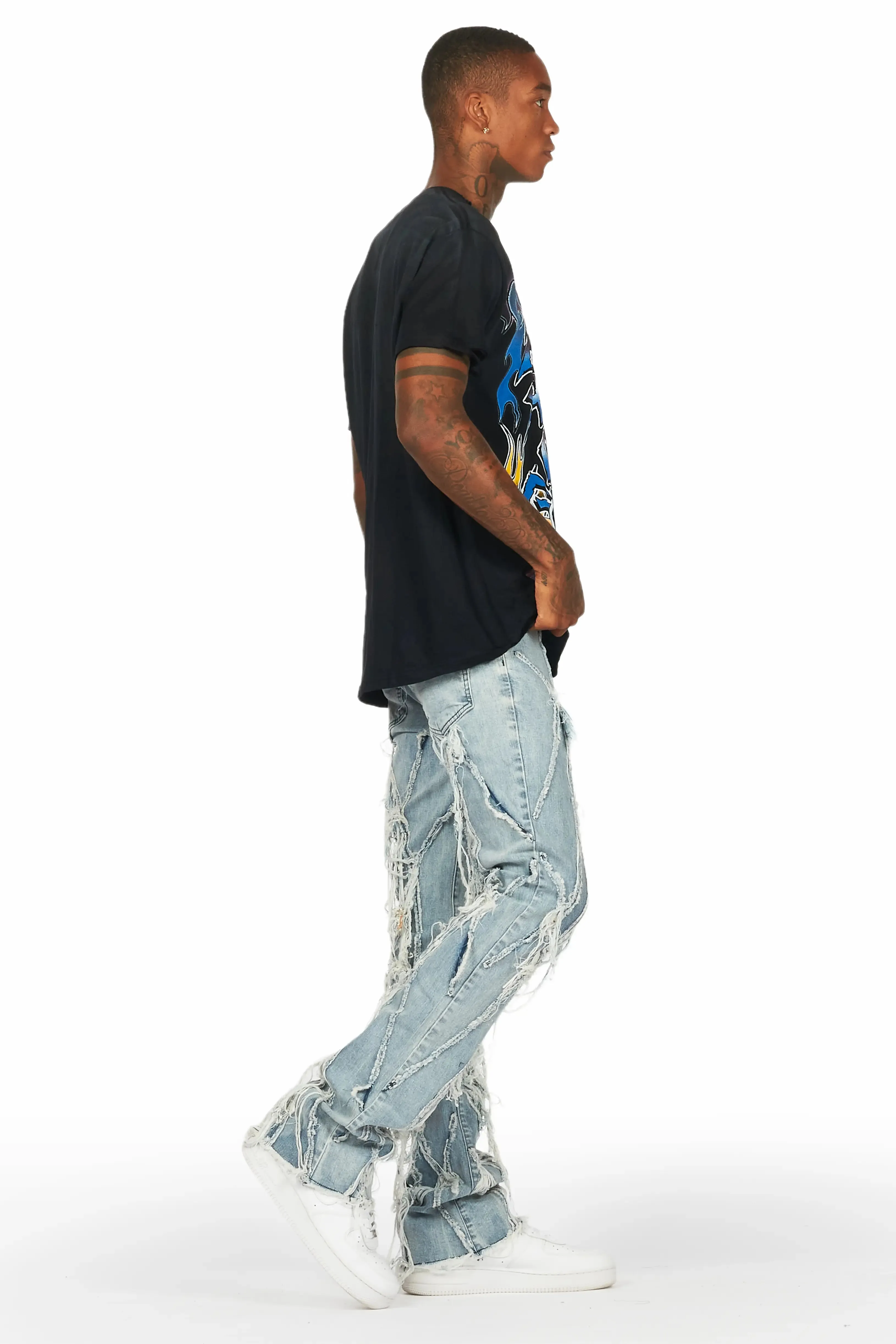 Gennaro Blue Stacked Flare Jean sold by Rockstar Original product image thumbnail 4