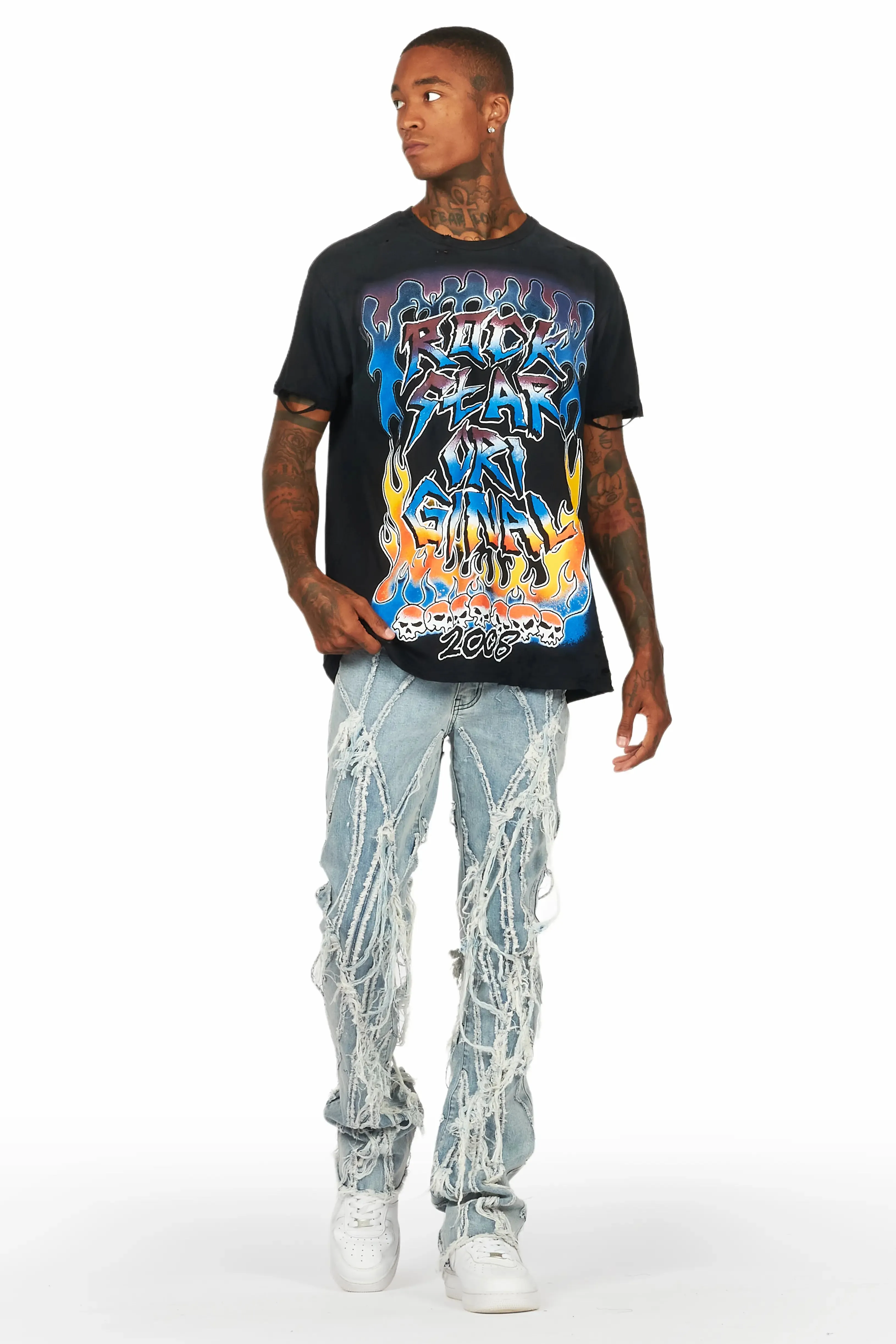 Gennaro Blue Stacked Flare Jean sold by Rockstar Original product image thumbnail 3