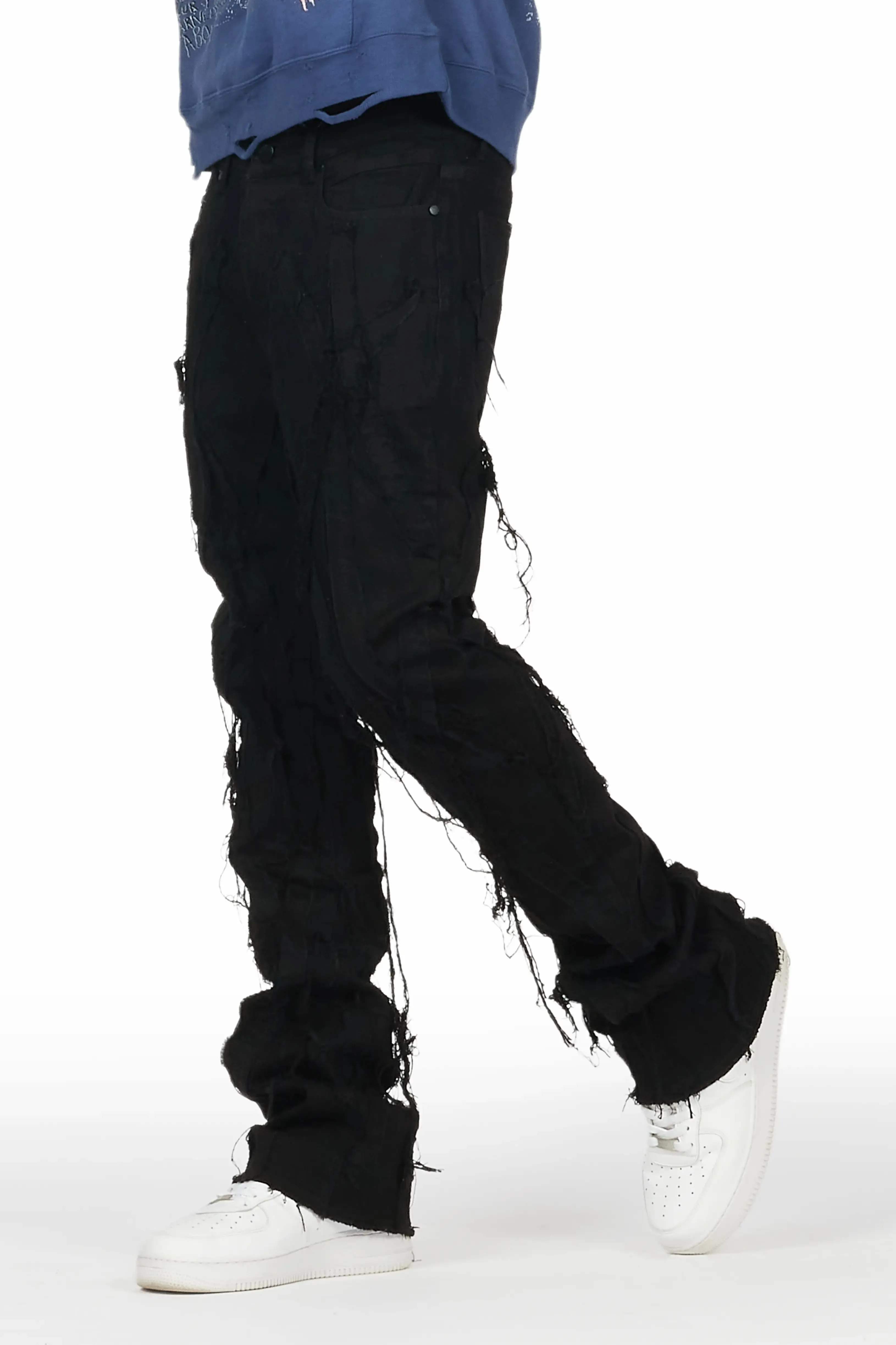 Gennaro Black Stacked Flare Jean sold by Rockstar Original