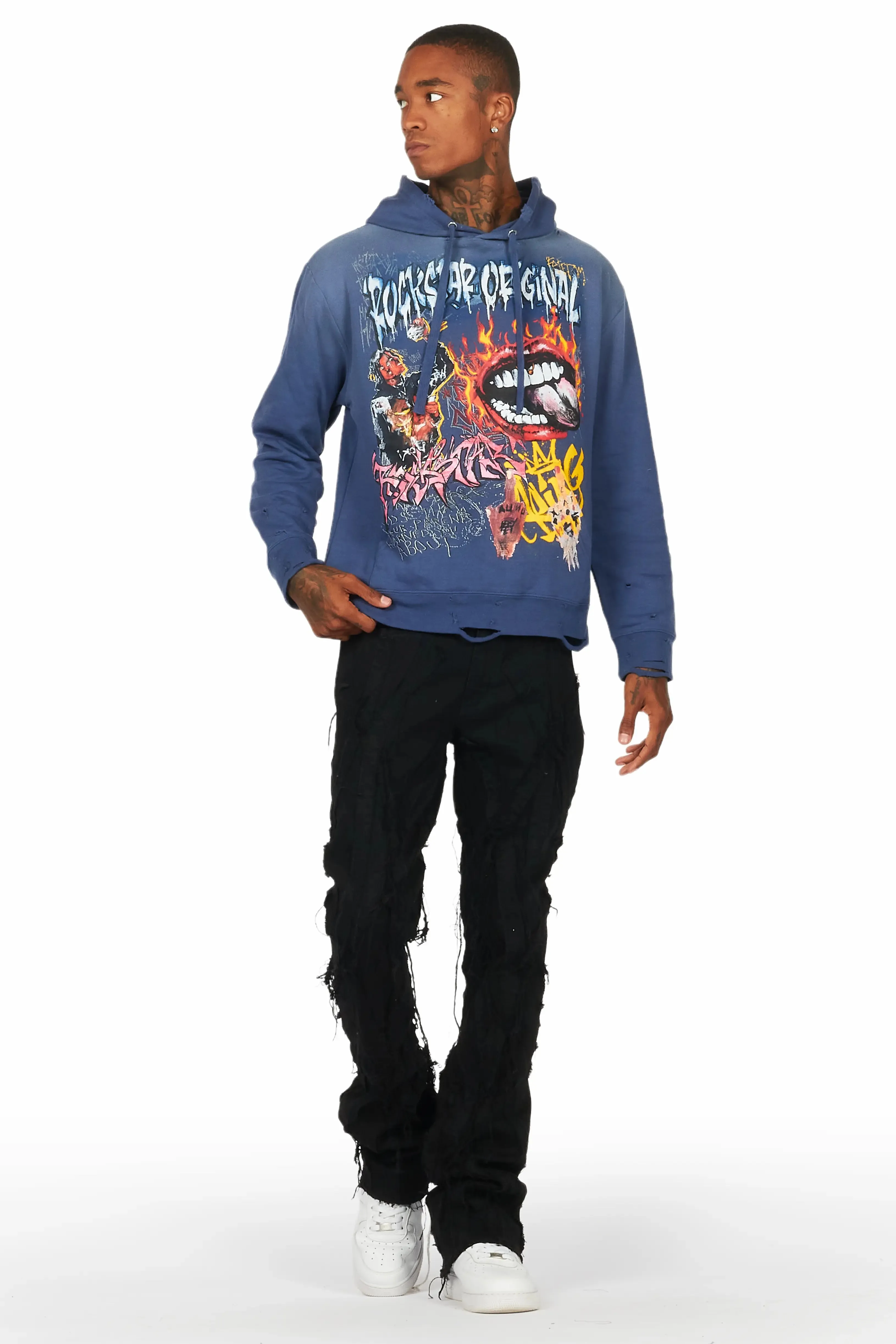 Gennaro Black Stacked Flare Jean sold by Rockstar Original product image thumbnail 3