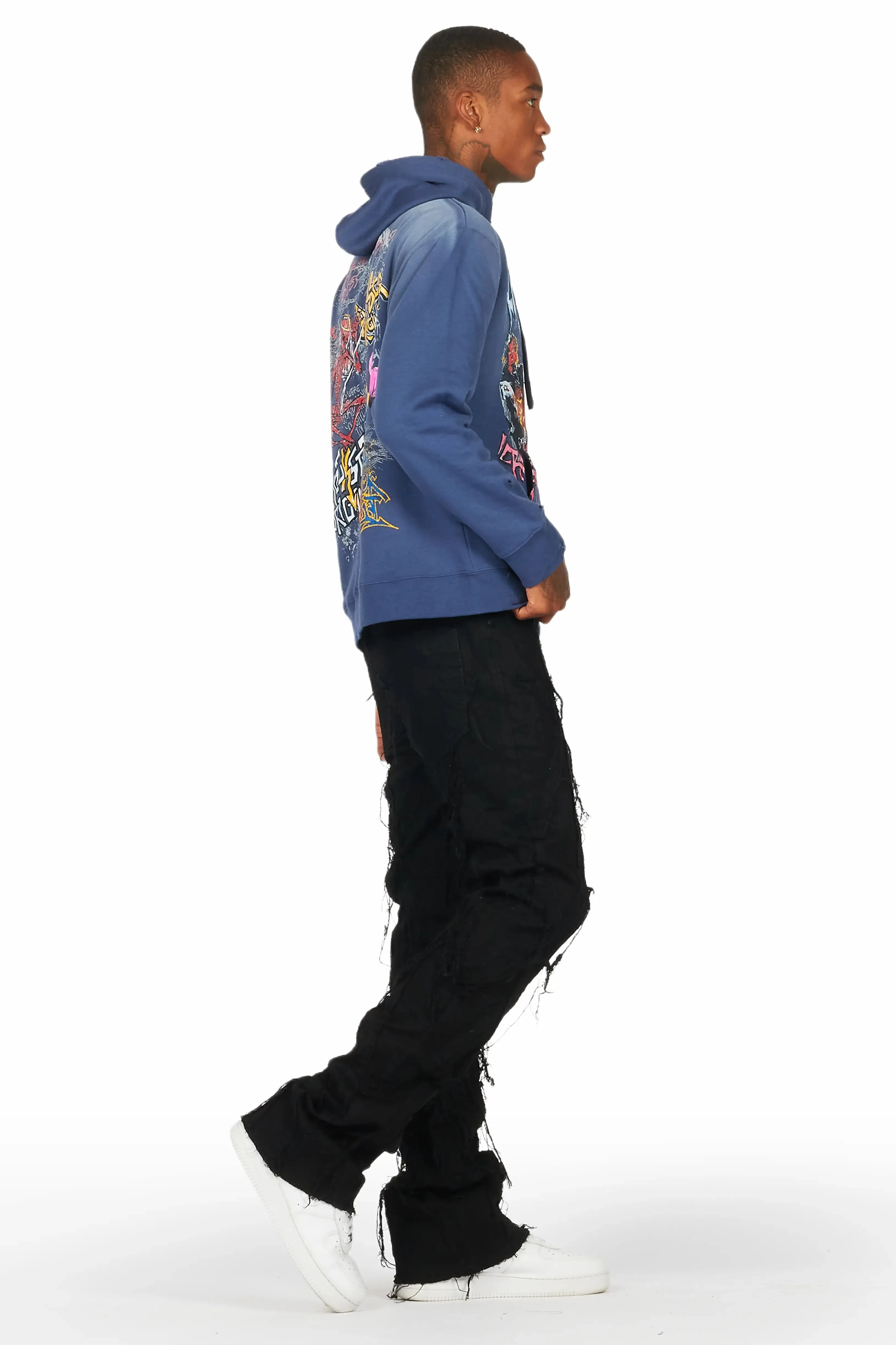 Gennaro Black Stacked Flare Jean sold by Rockstar Original product image thumbnail 4