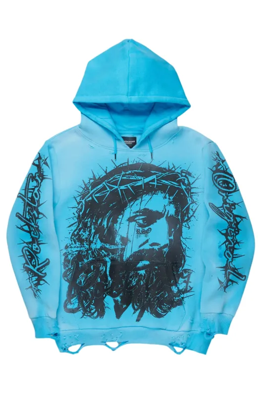 Bedros Blue Graphic Distressed Hoodie sold by Rockstar Original