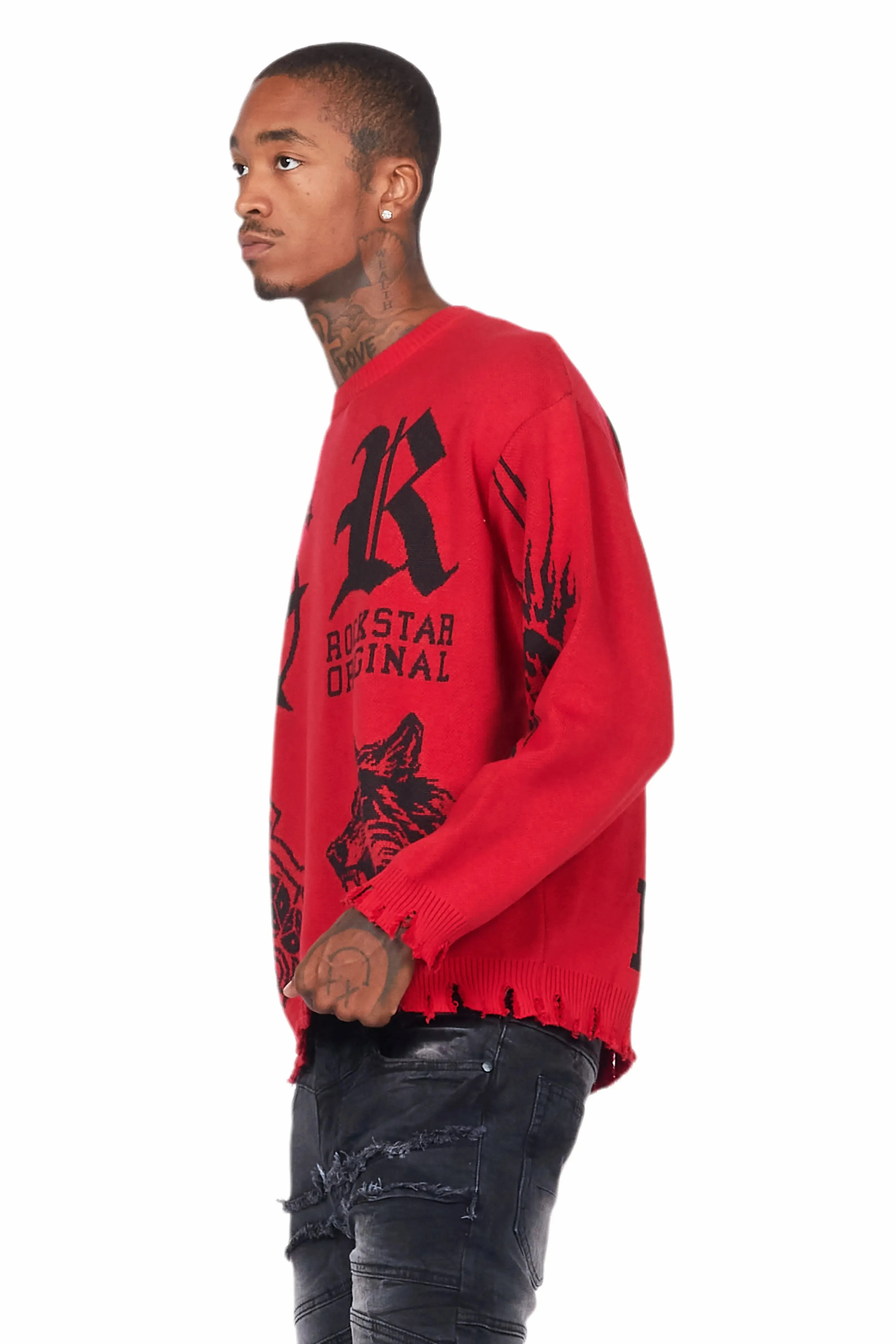 Fagan Red Knit Sweater sold by Rockstar Original product image thumbnail 5