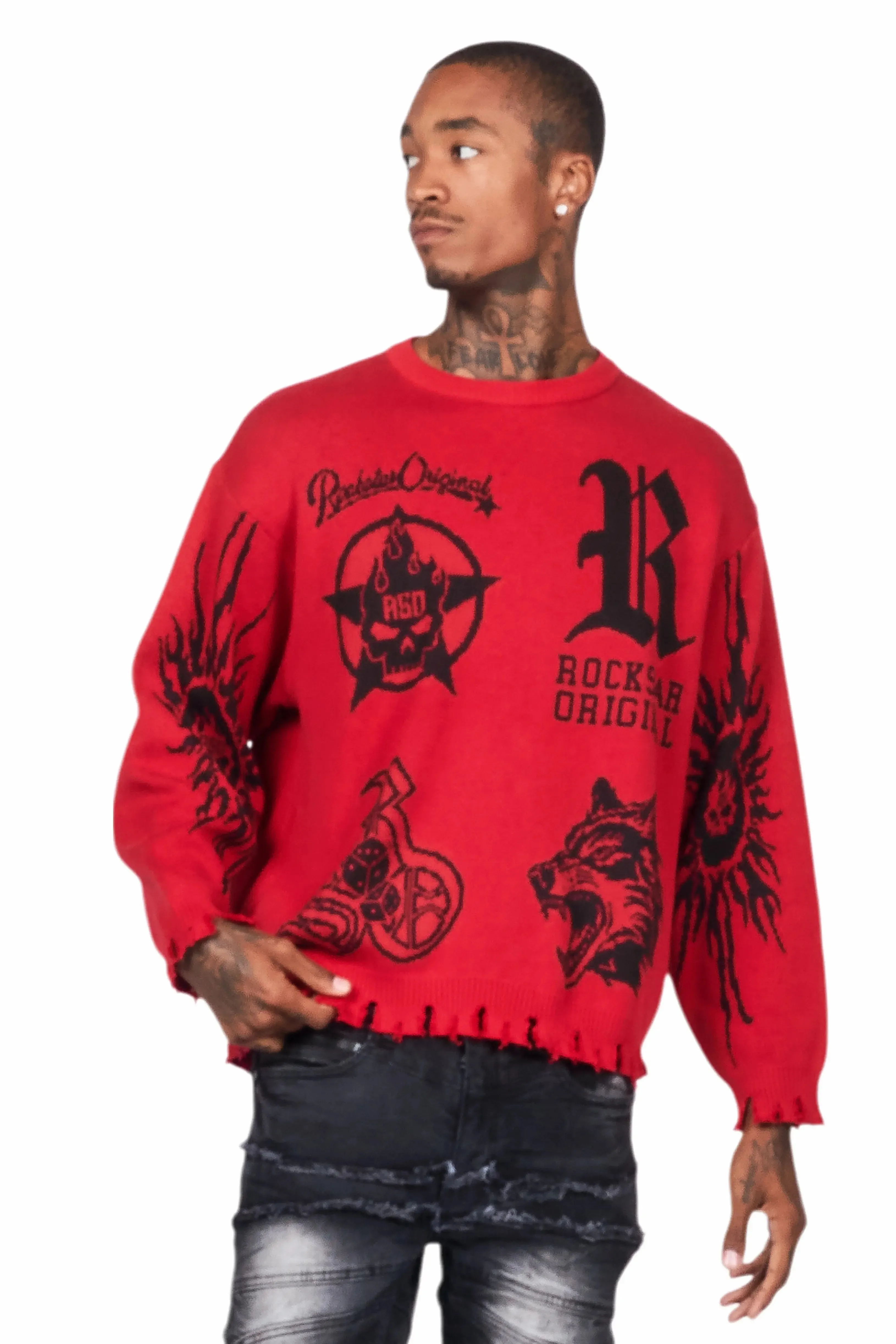 Fagan Red Knit Sweater sold by Rockstar Original product image thumbnail 2
