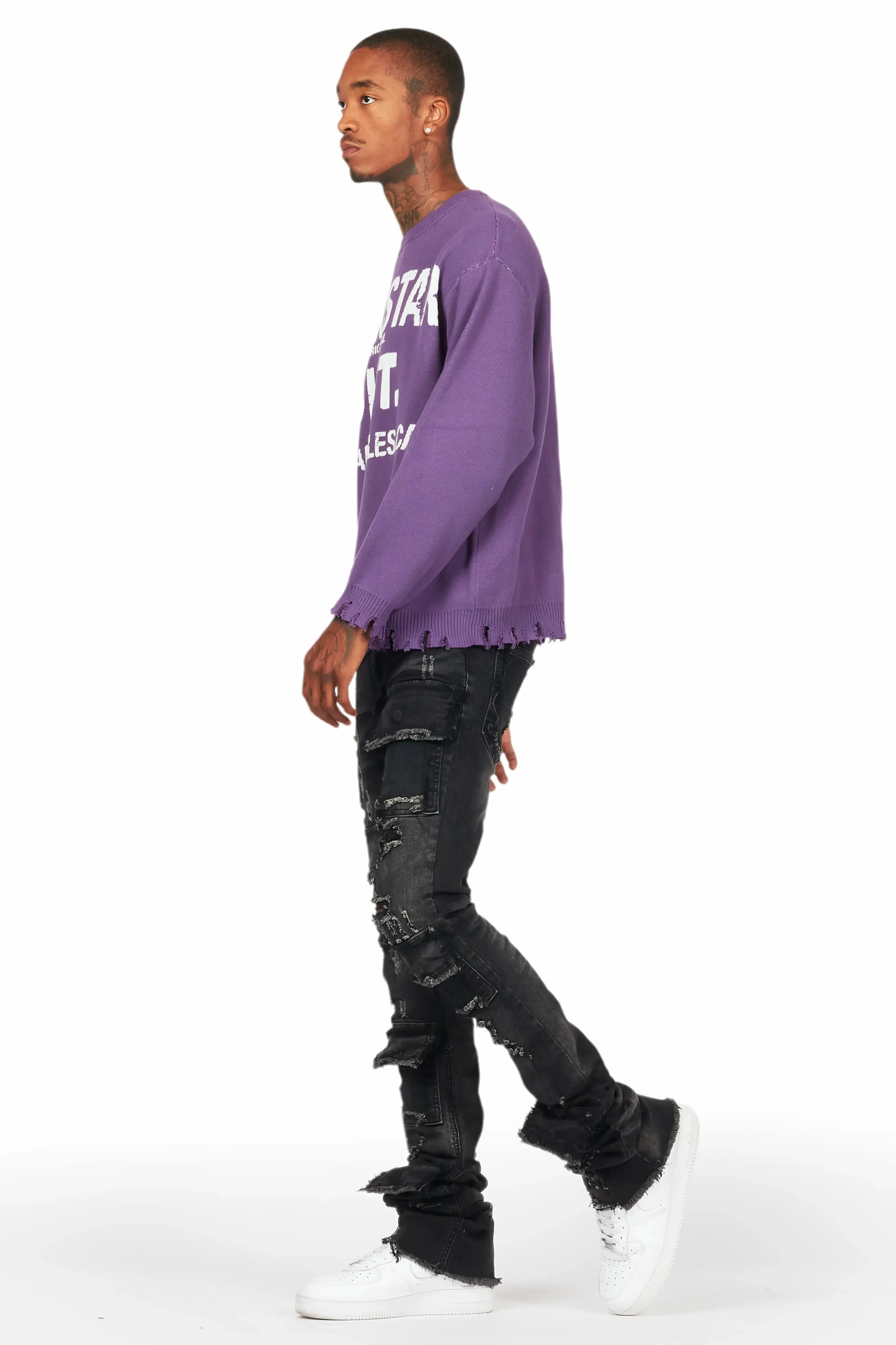 Mallow Purple Knit Sweater sold by Rockstar Original product image thumbnail 4