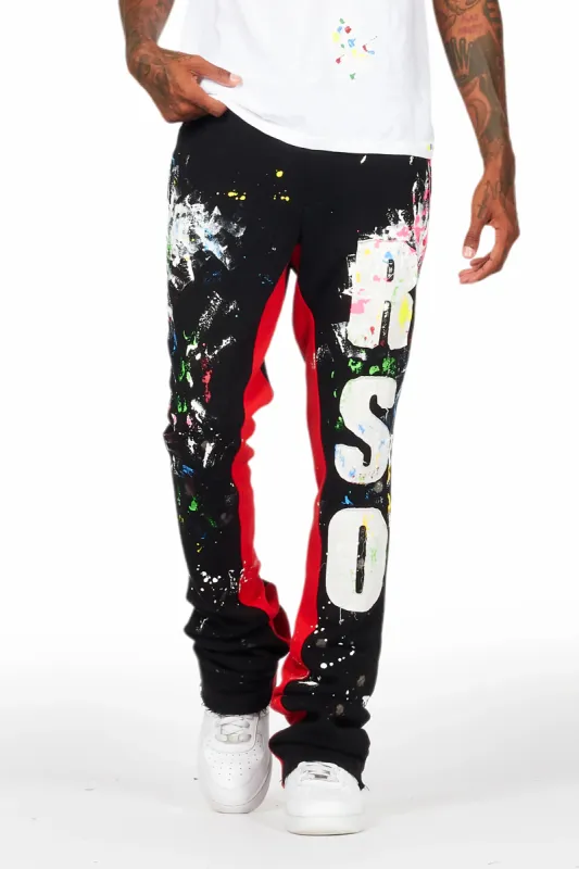 Washi Black Patchwork Stacked Flare Track Pant sold by Rockstar Original