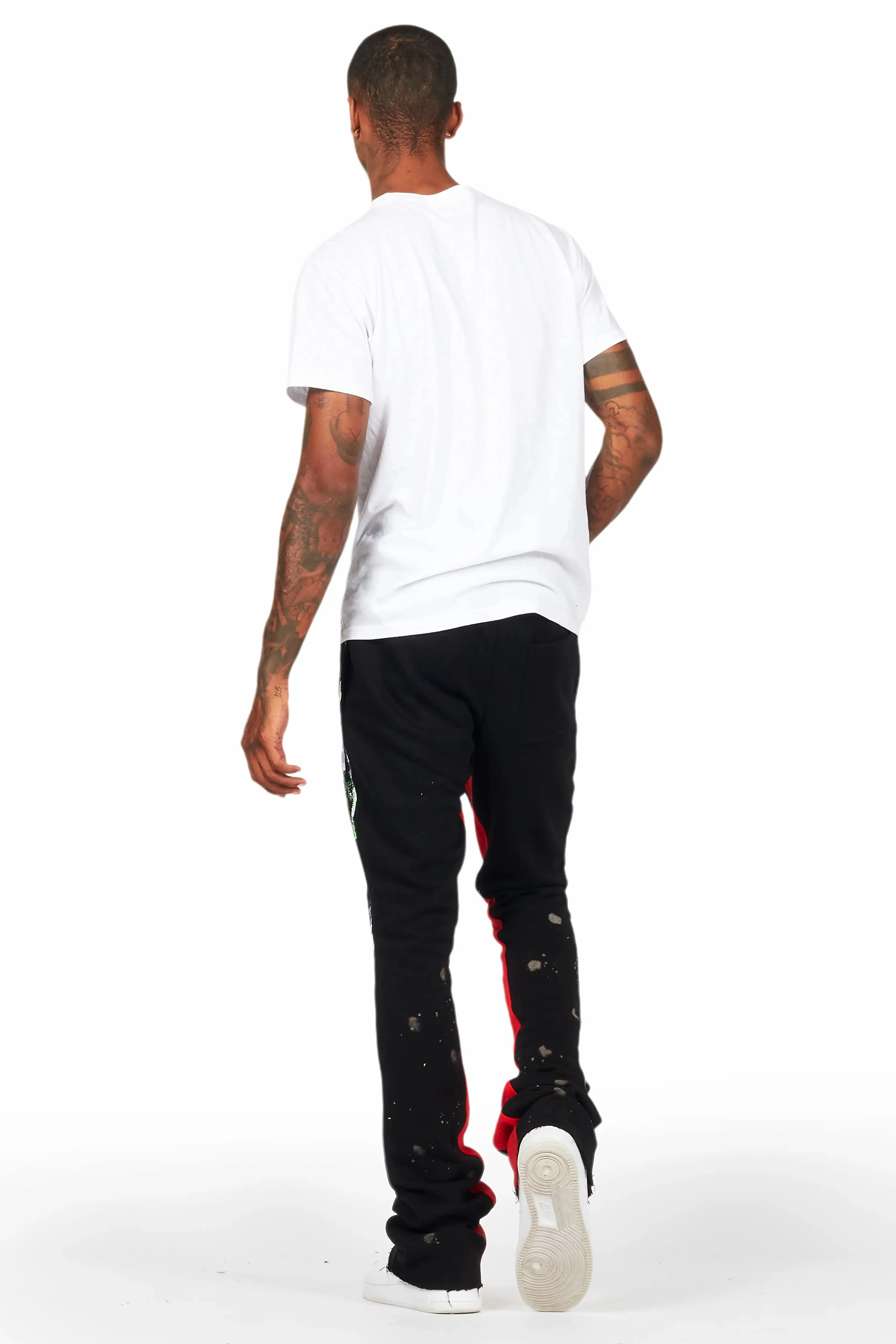 Washi Black Patchwork Stacked Flare Track Pant sold by Rockstar Original product image thumbnail 4