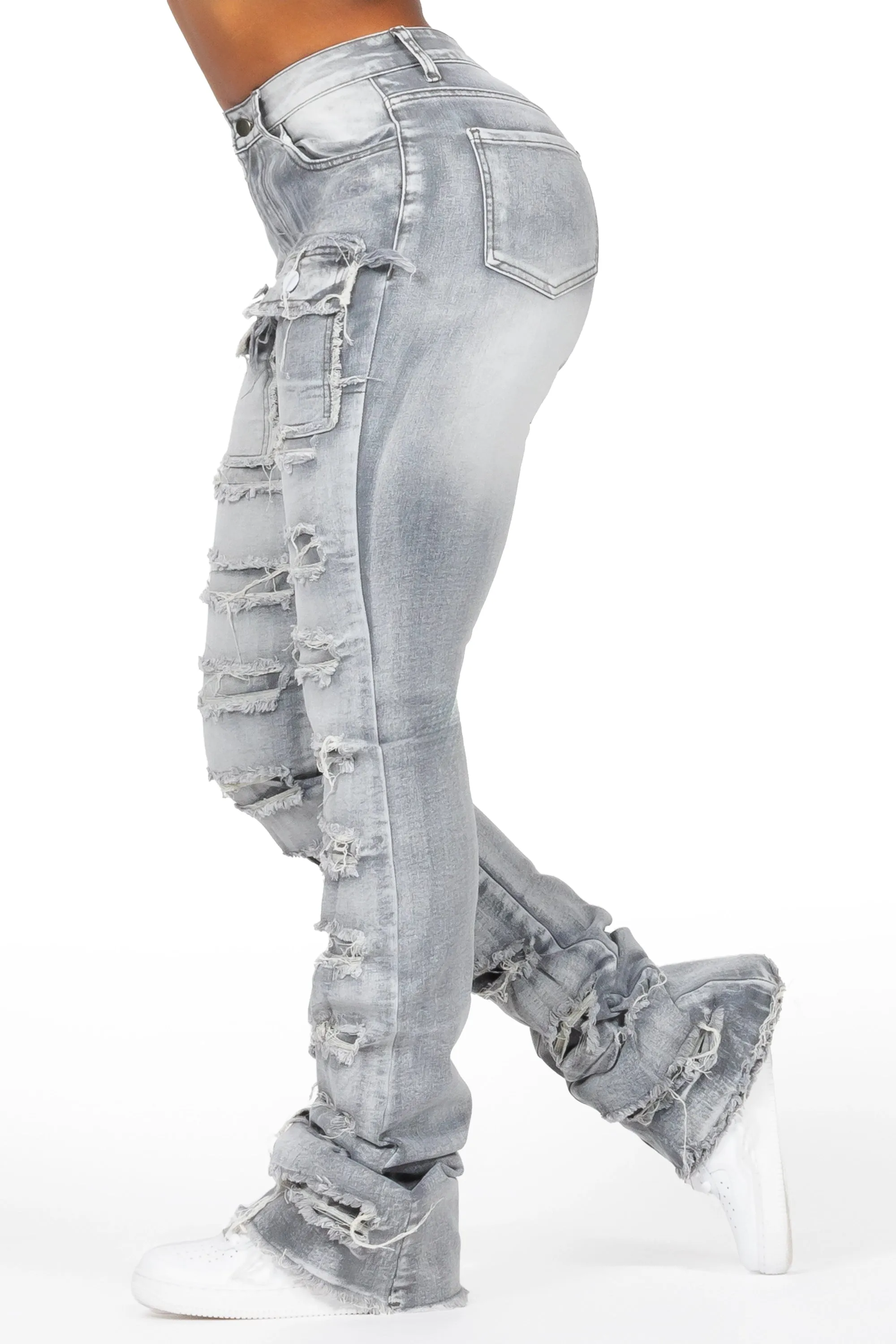Kanivia Grey Wash Cargo Stacked Flare Jean sold by Rockstar Original product image thumbnail 2