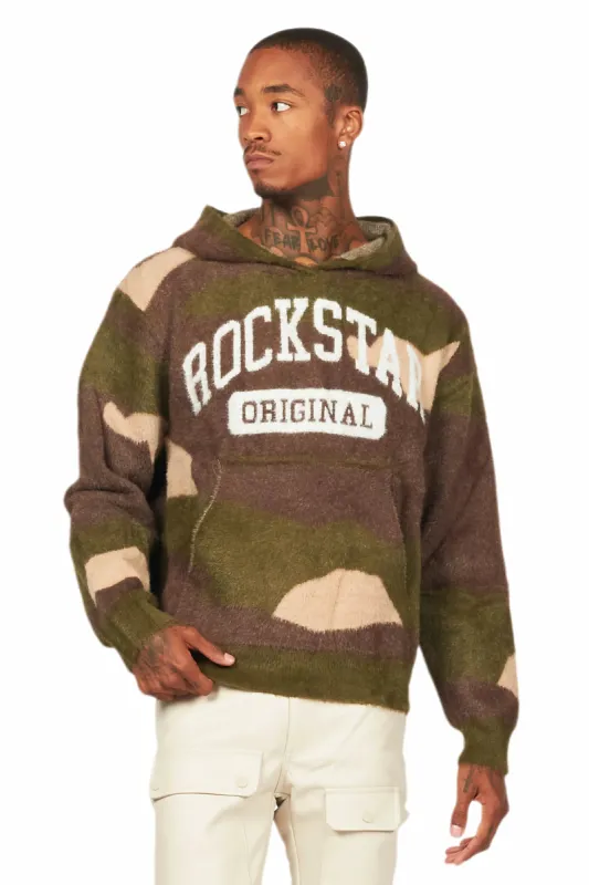 Damodar Green Camo Knitted Mohair Hoodie sold by Rockstar Original
