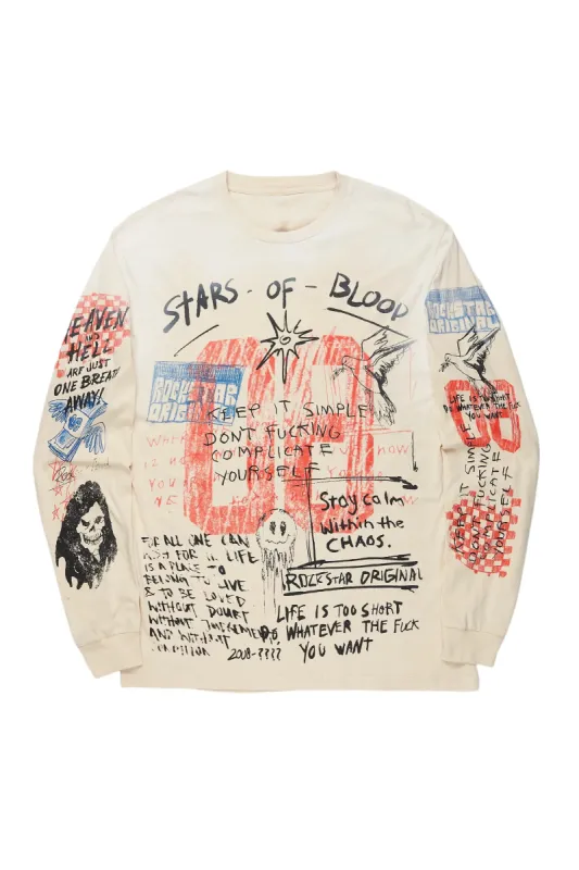 Gabin Beige Long Sleeve Graphic T-Shirt sold by Rockstar Original