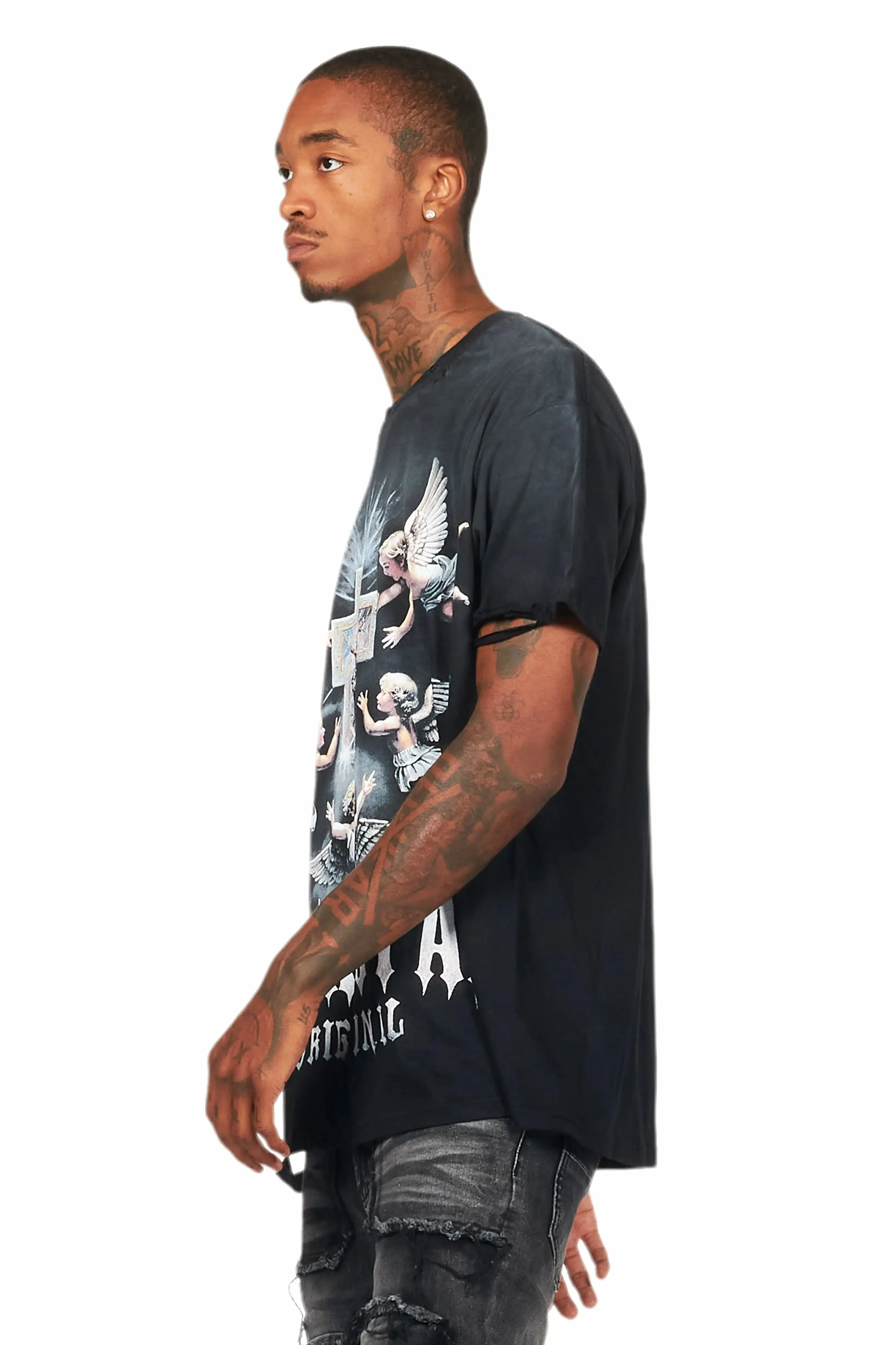 Adem Black Oversized Graphic T-Shirt sold by Rockstar Original product image thumbnail 4