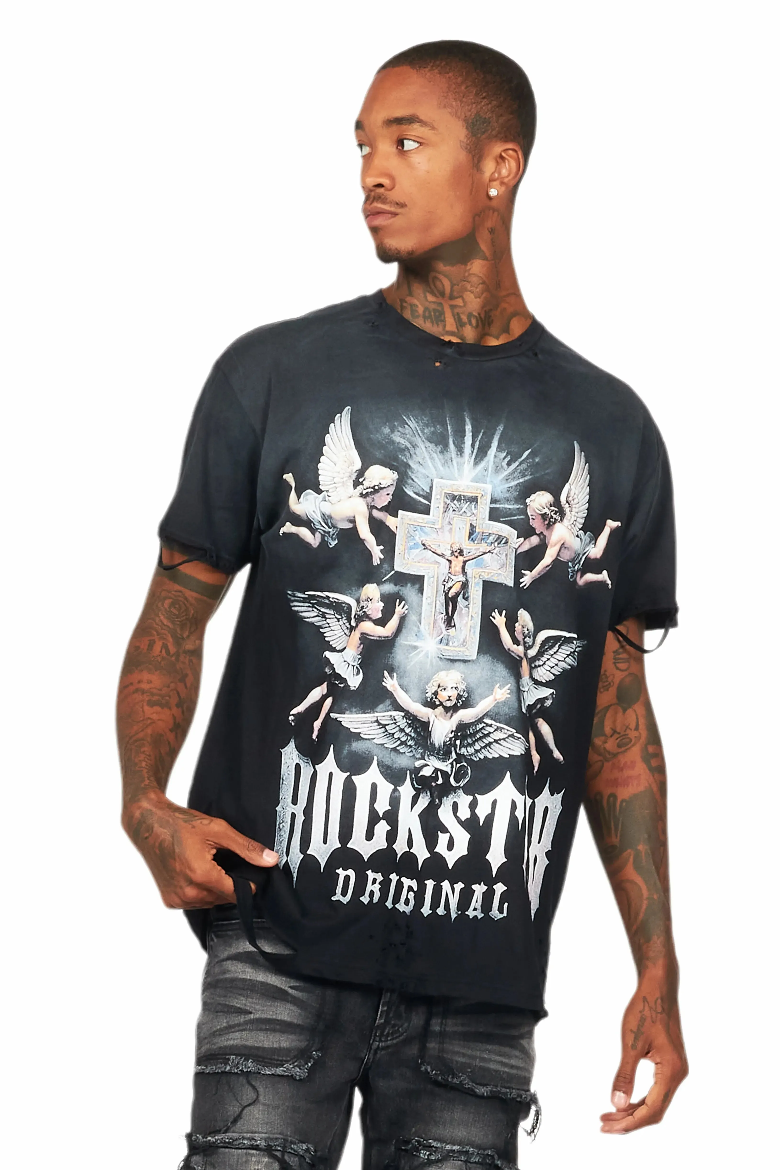 Adem Black Oversized Graphic T-Shirt sold by Rockstar Original