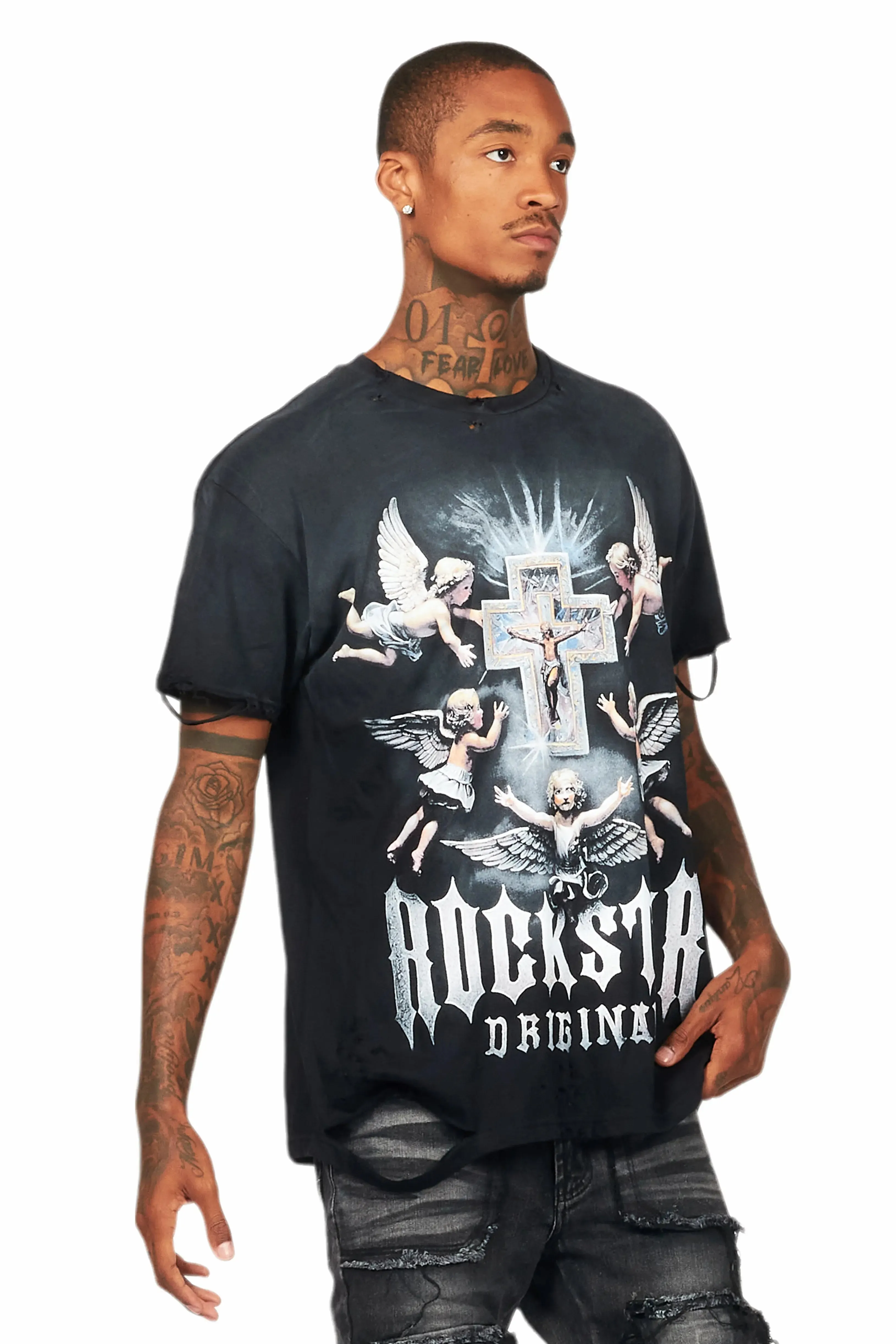 Adem Black Oversized Graphic T-Shirt sold by Rockstar Original product image thumbnail 5