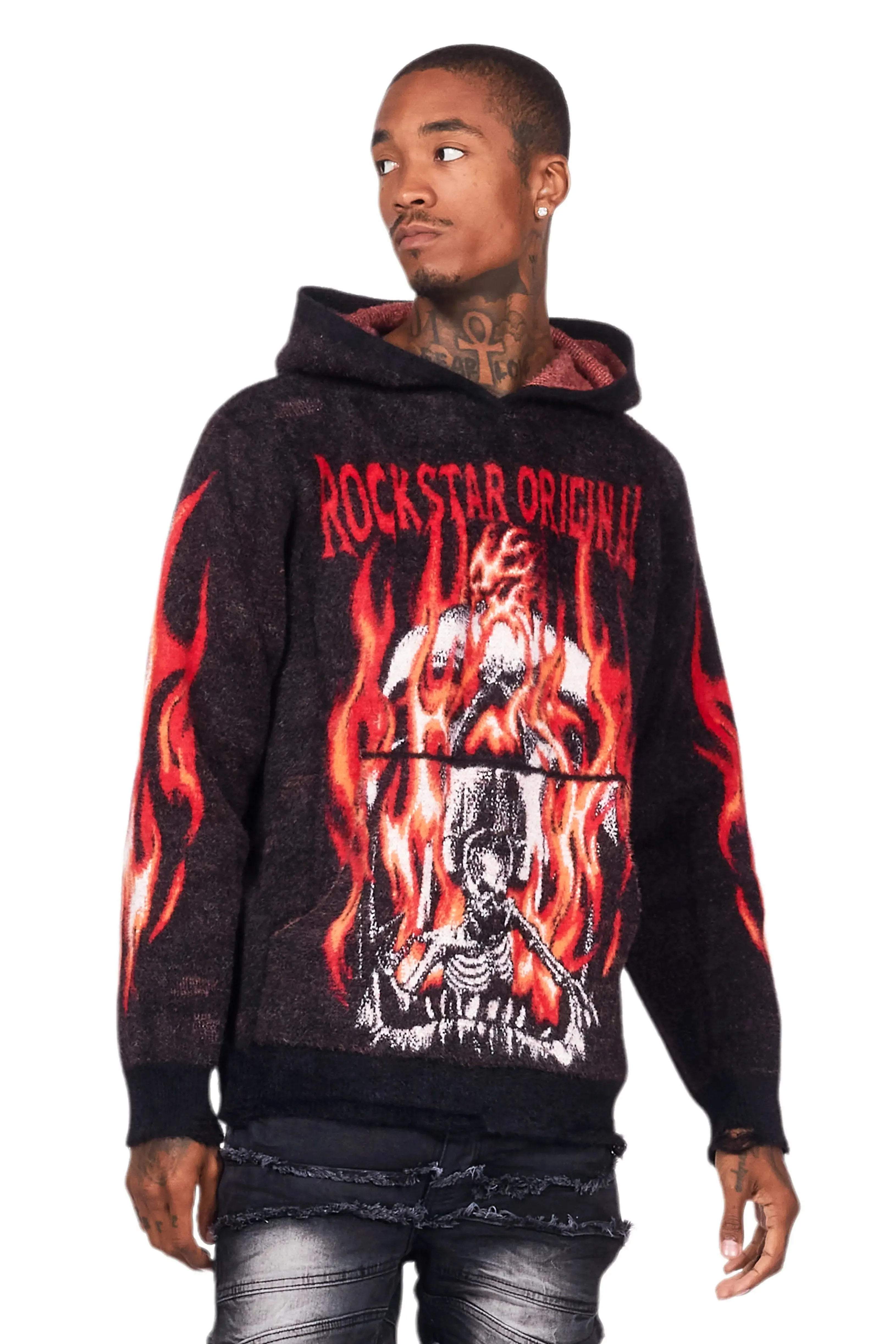 Fuka Black Knit Hoodie sold by Rockstar Original product image thumbnail 2
