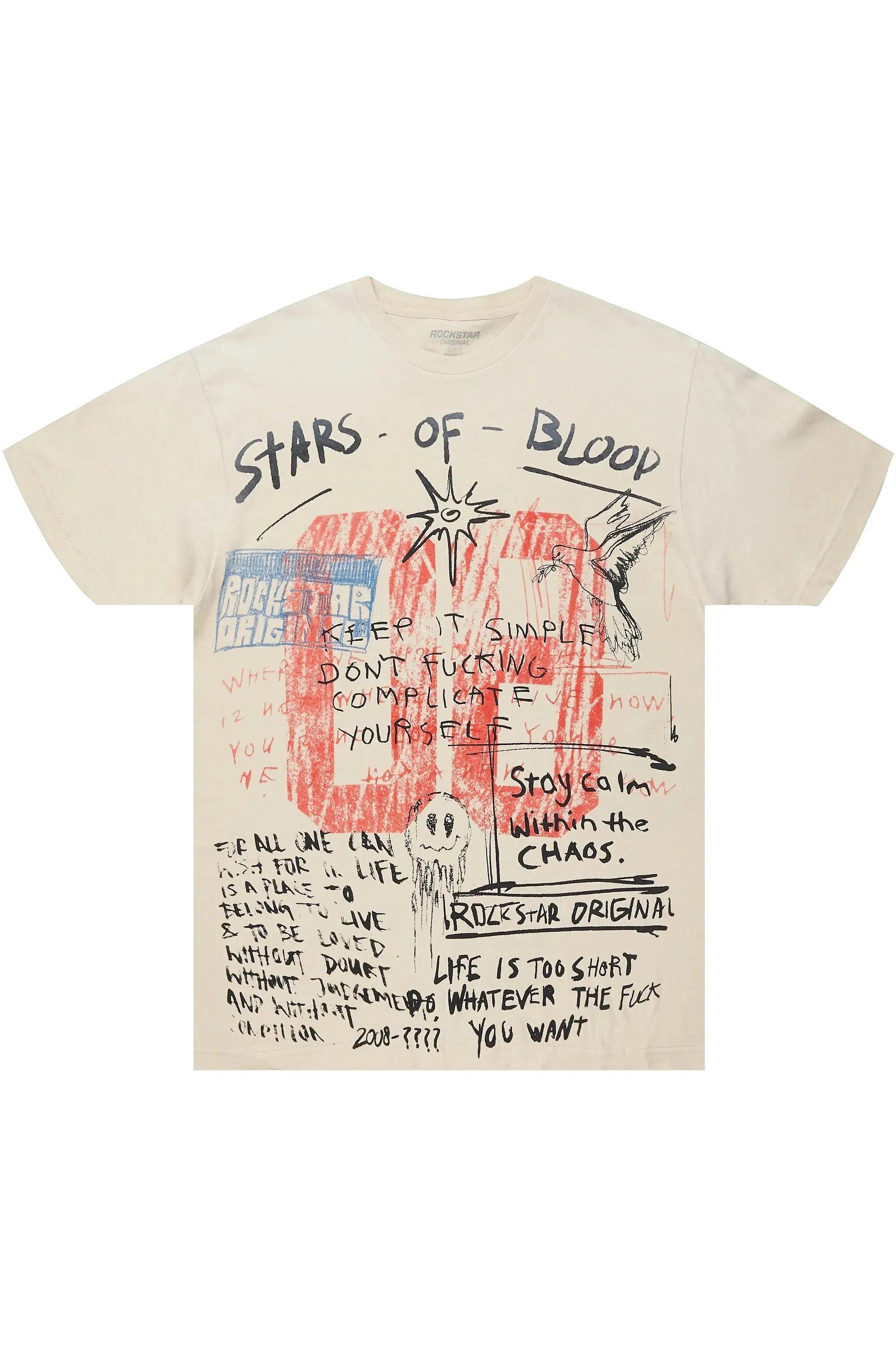 Gabin Beige Graphic Oversized T-Shirt sold by Rockstar Original