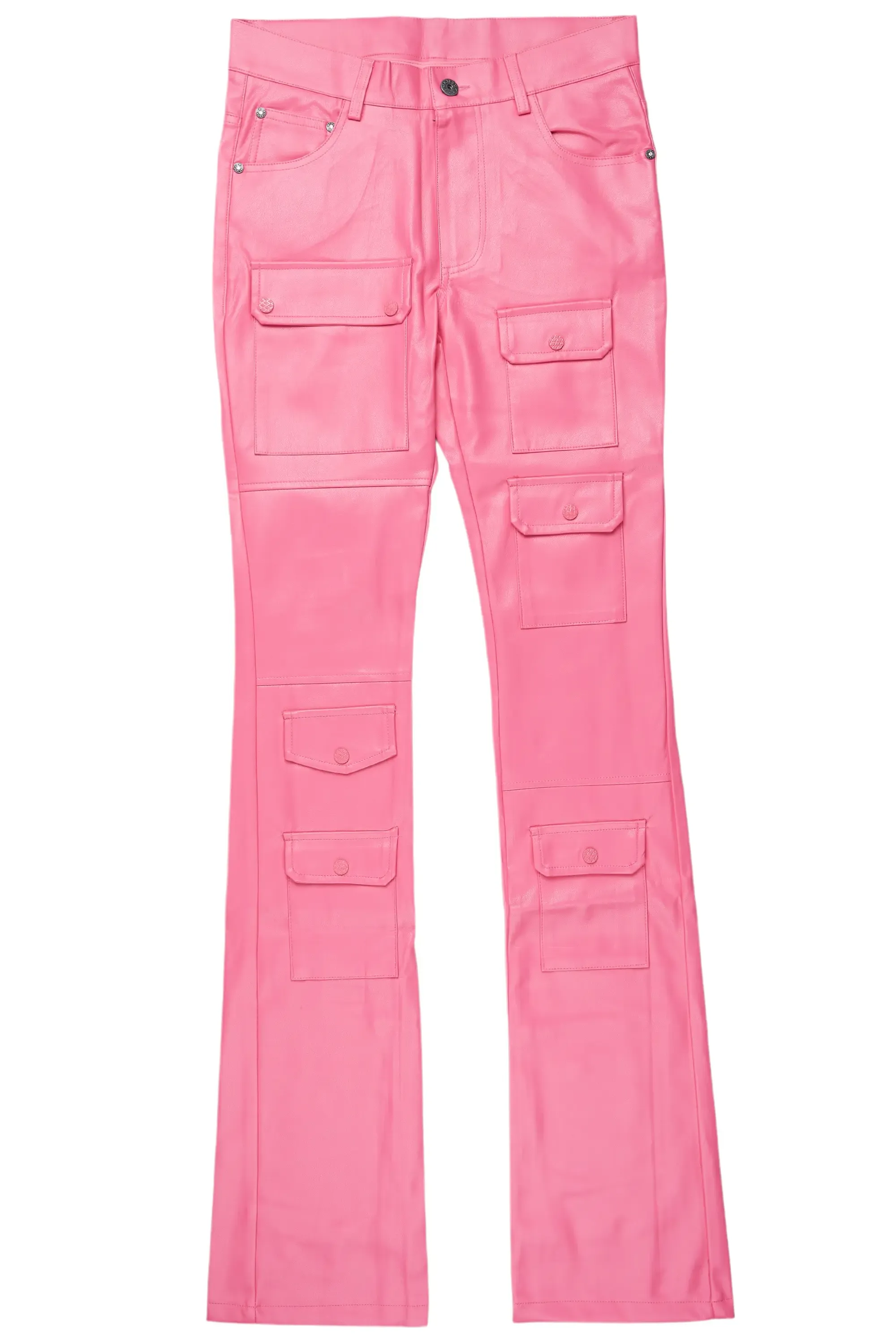 Barossa Hot Pink PU Cargo Stacked Flare Jean sold by Rockstar Original product image thumbnail 2