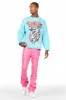 Barossa Hot Pink PU Cargo Stacked Flare Jean sold by Rockstar Original