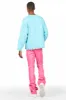 Barossa Hot Pink PU Cargo Stacked Flare Jean sold by Rockstar Original