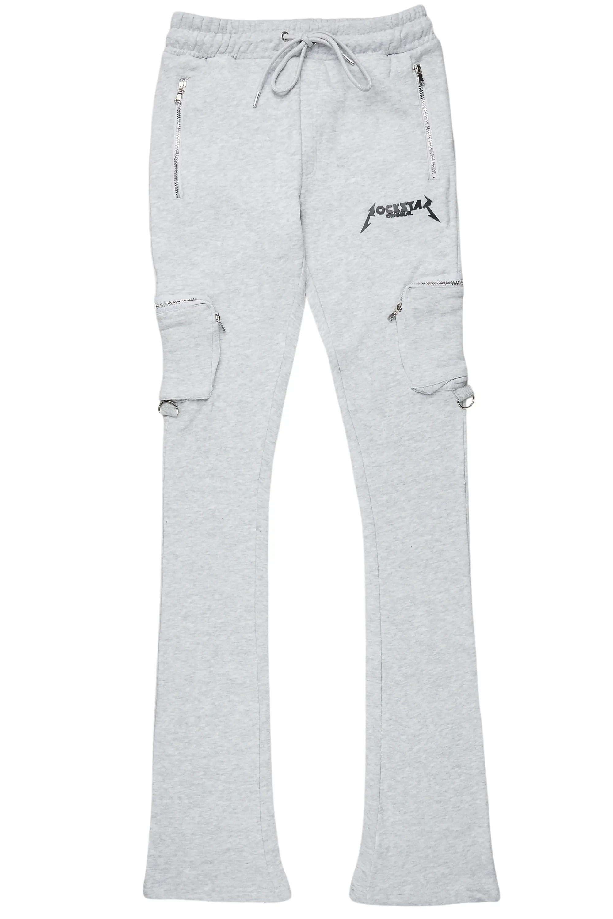 Colin Heather Grey Stacked Flare Track Pant sold by Rockstar Original product image thumbnail 2